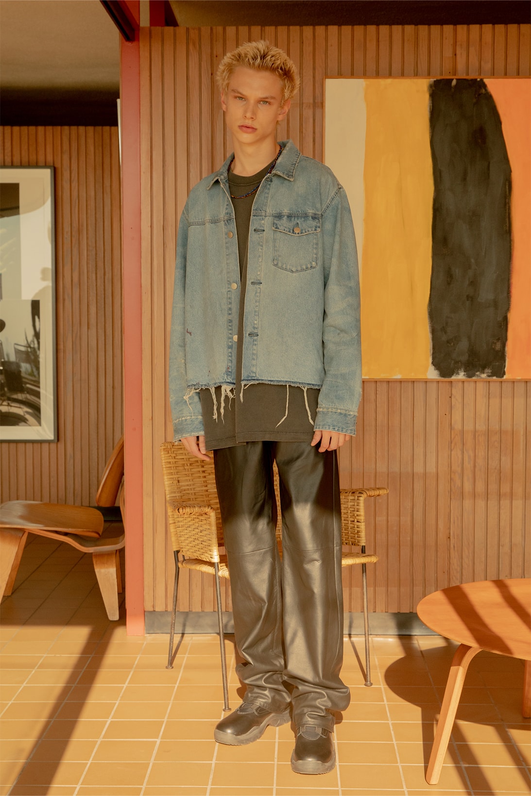 John Elliott Bright On The Inside Collection Spring Summer 2022 Denim Jacket Leather Pants
