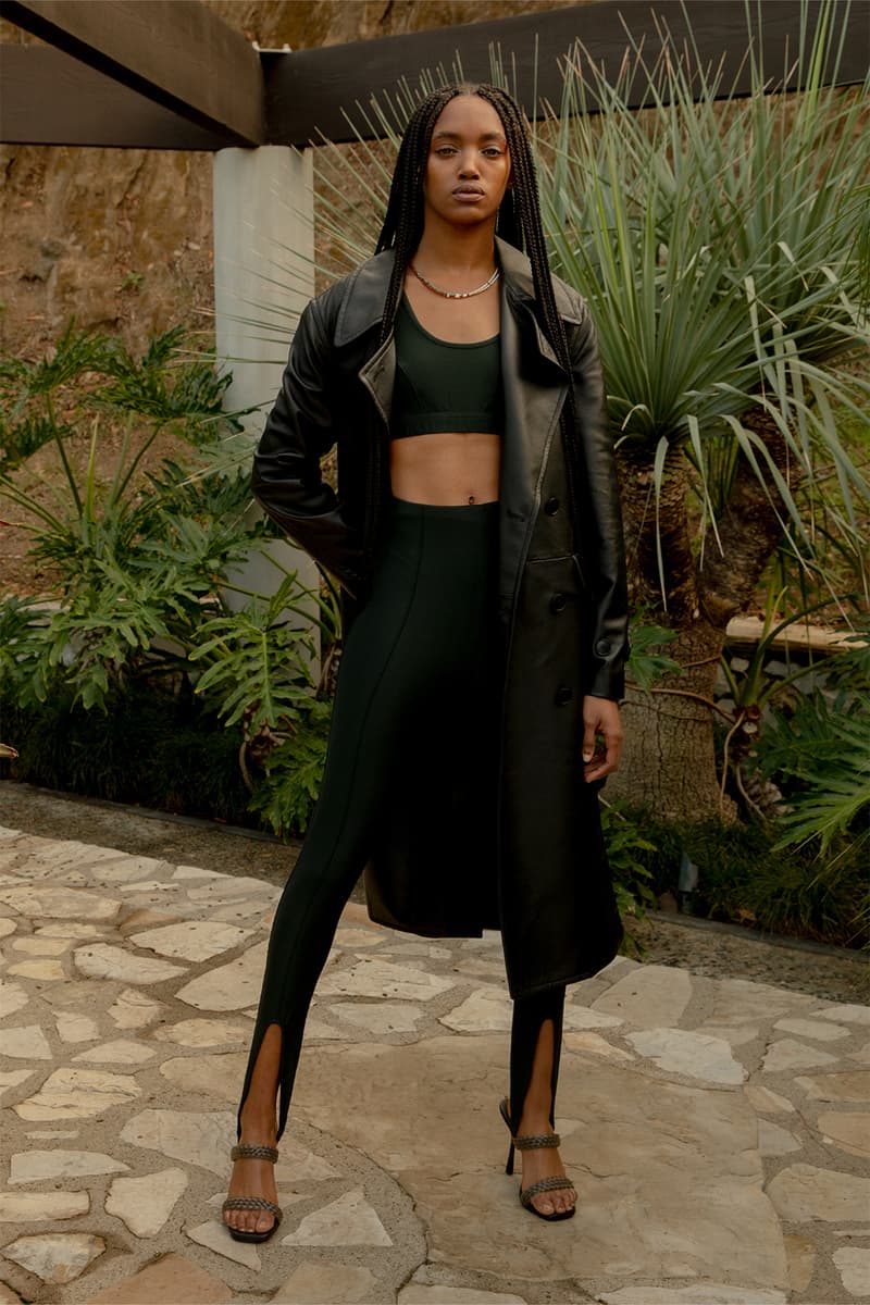 John Elliott Bright On The Inside Collection Spring Summer 2022 Leather Coat Sports Bra Black Green