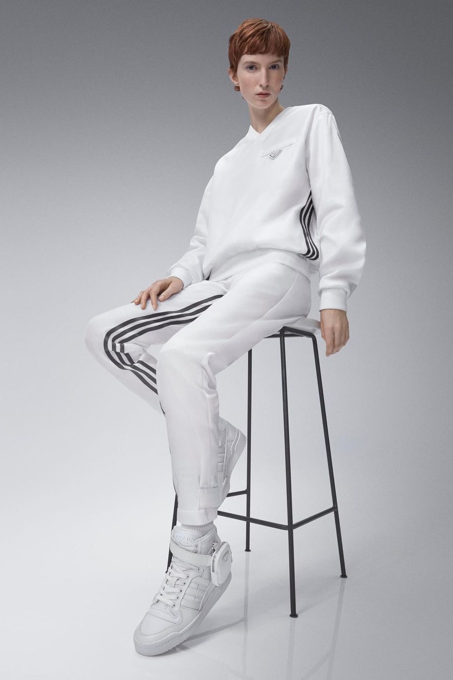 Prada adidas Originals Collaboration White Sweatshirt Trackpants Forum Hi