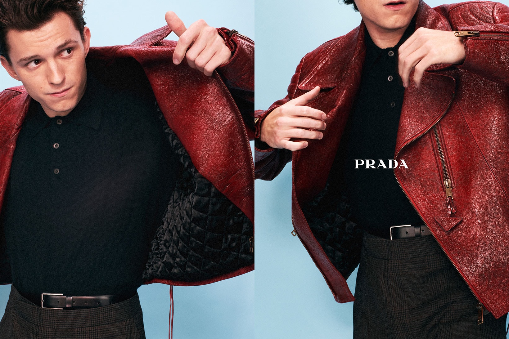 Prada SS22 Menswear Campaign Tom Holland Leather Jacket