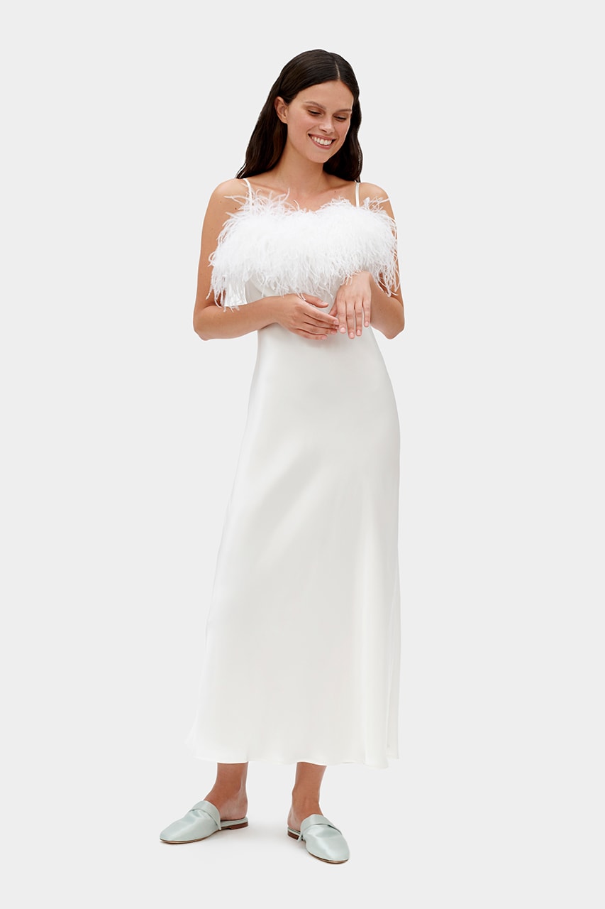 sleeper bridal collection white feather slip