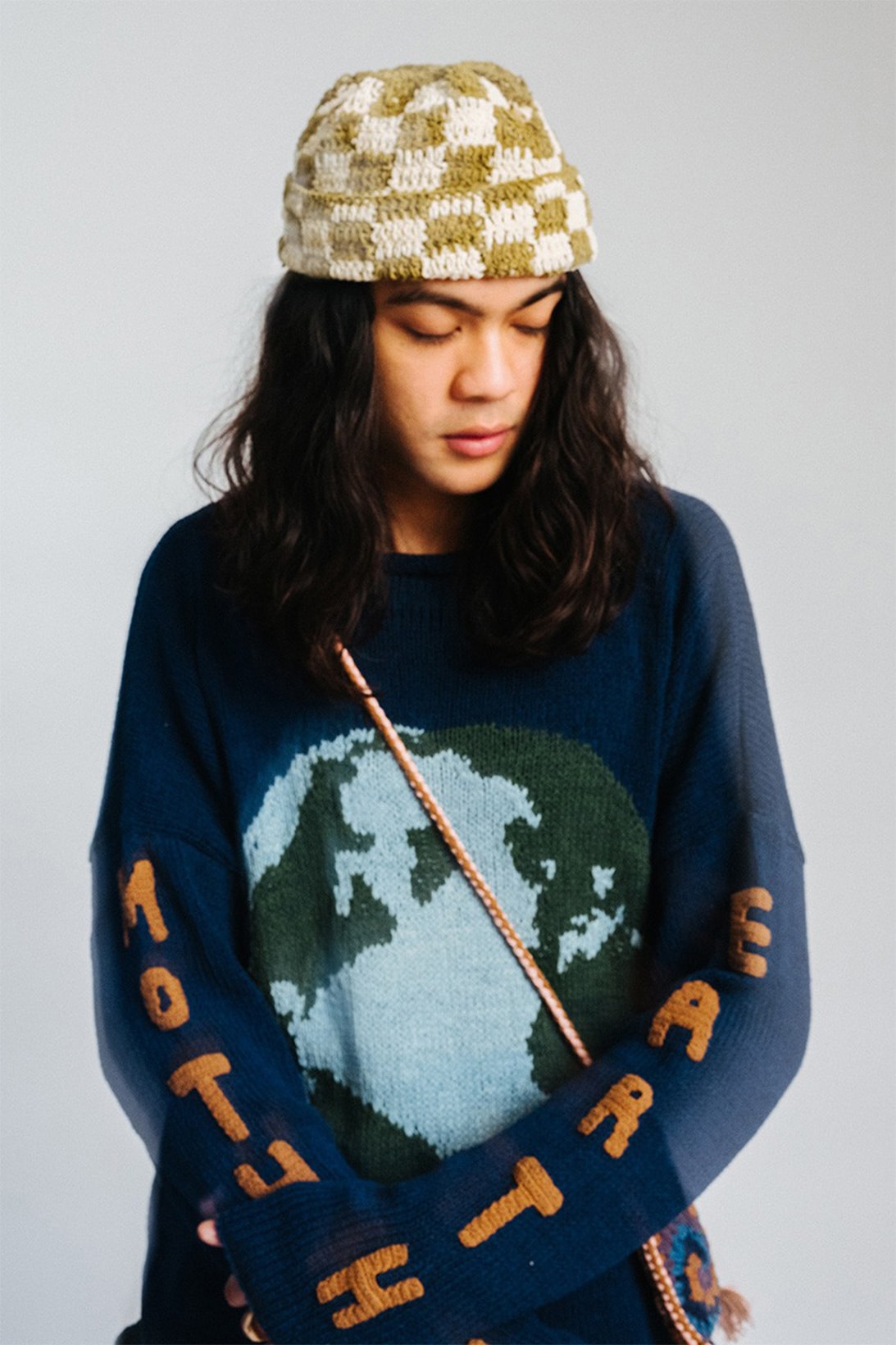 Story Mfg. Try Try Try Fall Winter Collection Lookbook Blue Sweater Beanie