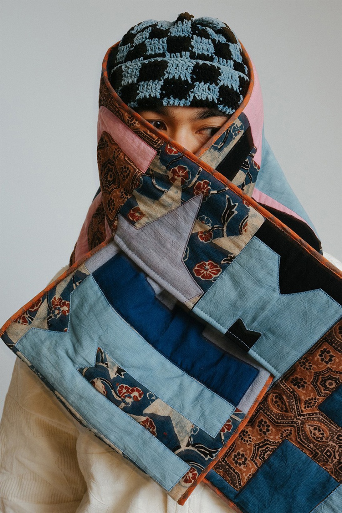 Story Mfg. Try Try Try Fall Winter Collection Lookbook Patchwork Scarf