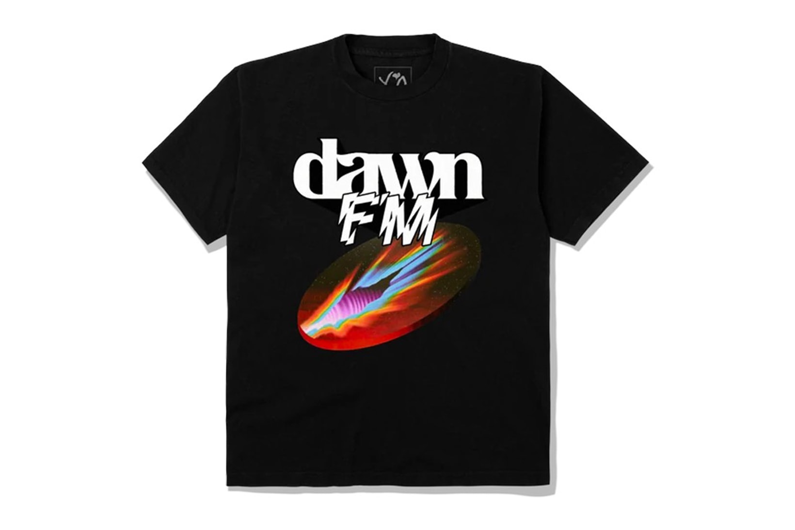 The Weeknd Dawn FM Albums Merchandise Collection T-shirt Sunset Black Front
