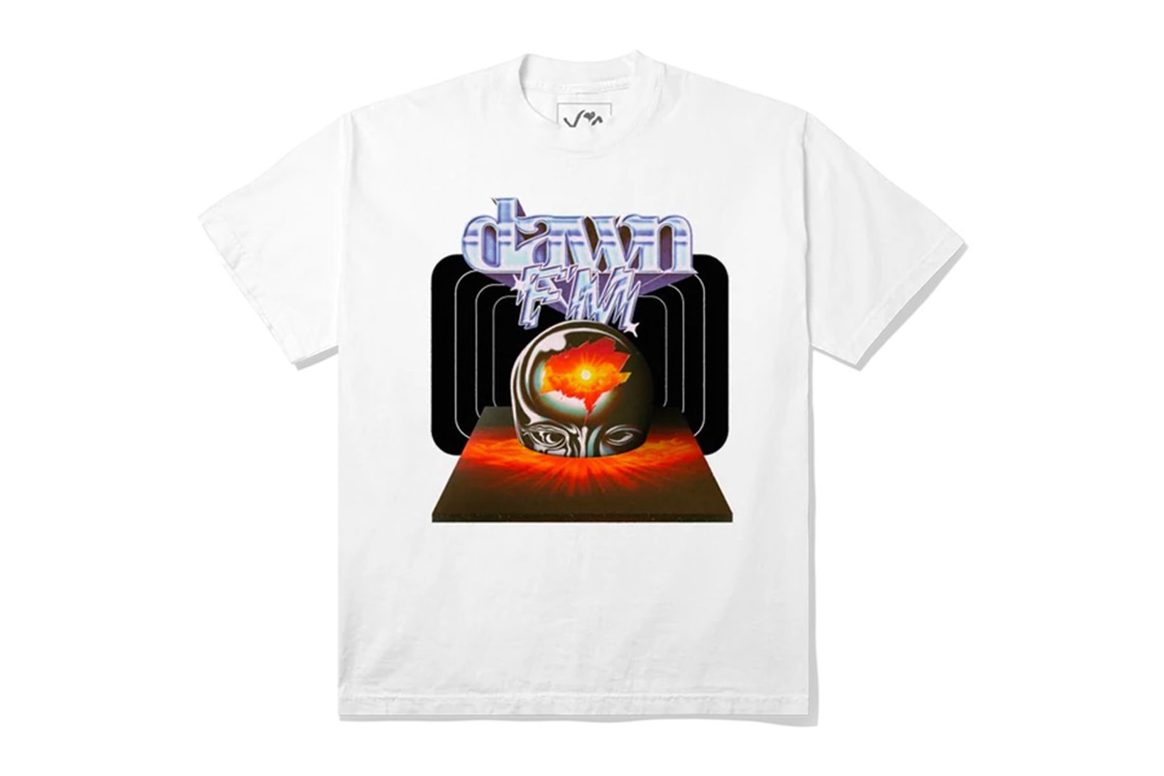The Weeknd Dawn FM Albums Merchandise Collection T-shirt Chrome Head White