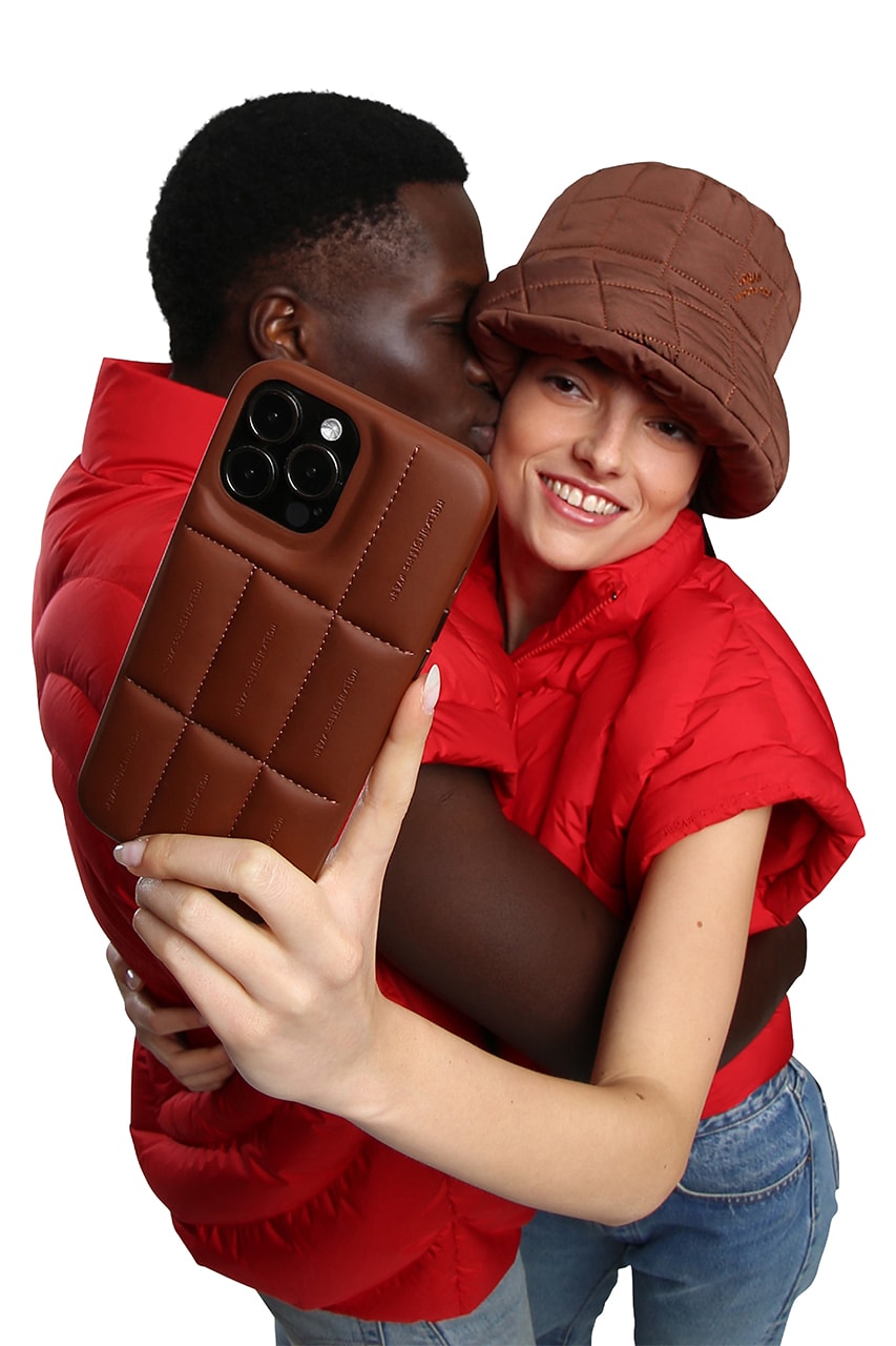 urban sophistication love story collection bucket hat puffer vest phone case