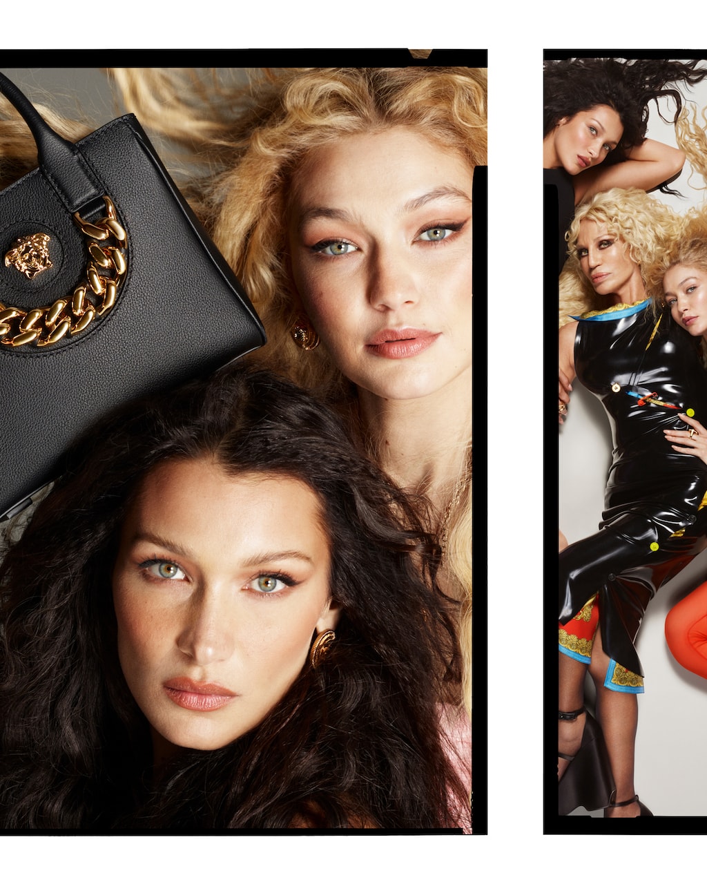 gigi bella hadid sisters versace spring/summer 2022 campaign season ss22 donatella models designer 