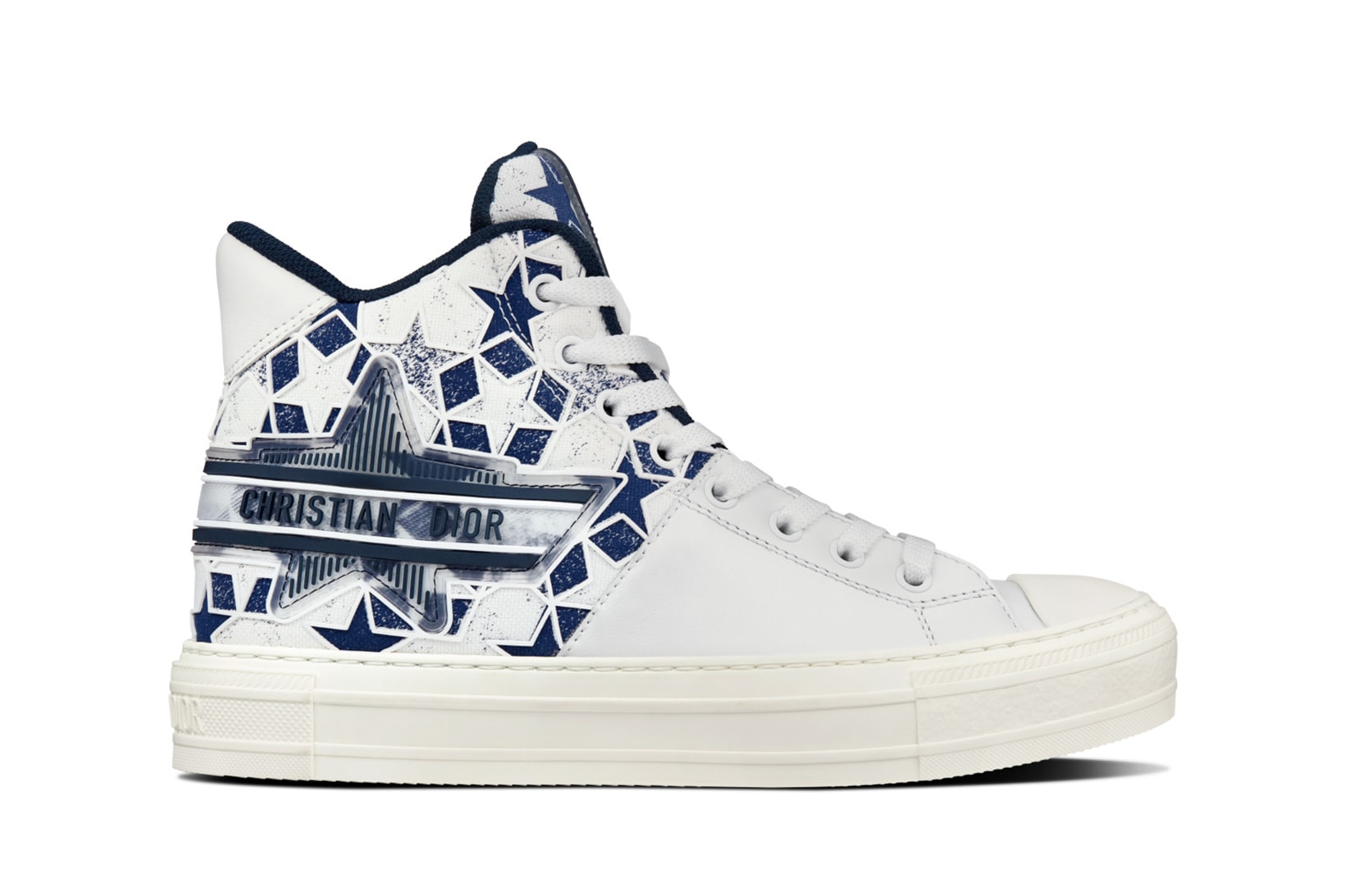 Walk’n’Dior High-Top Star Sneakers White Blue