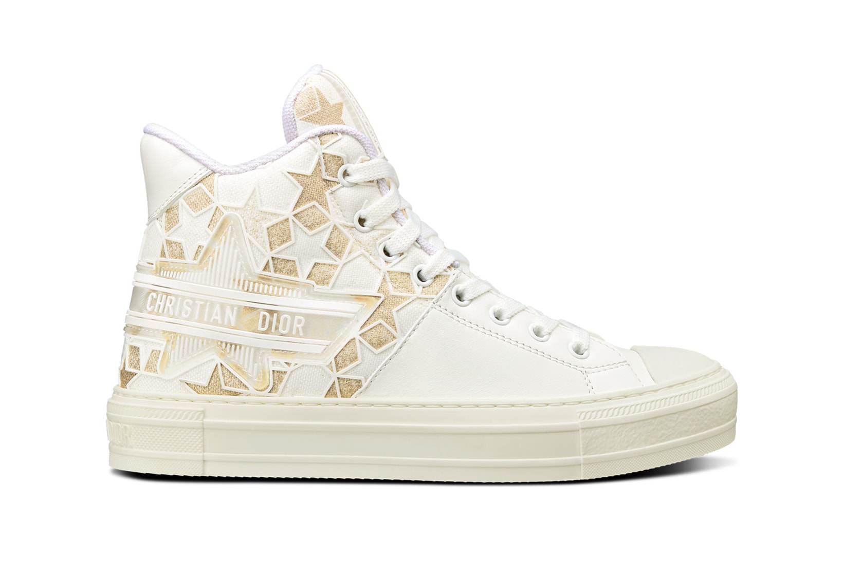 Walk’n’Dior High-Top Star Sneakers White Blue Gold