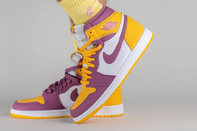 nike air jordan 1 aj1 high og brotherhood purple yellow footwear shoes kicks