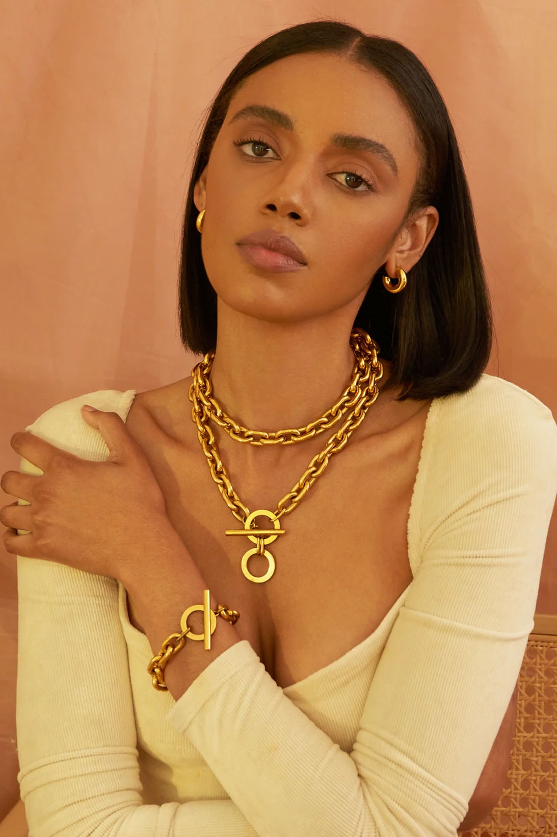Oma the Label Chain Necklace Earrings