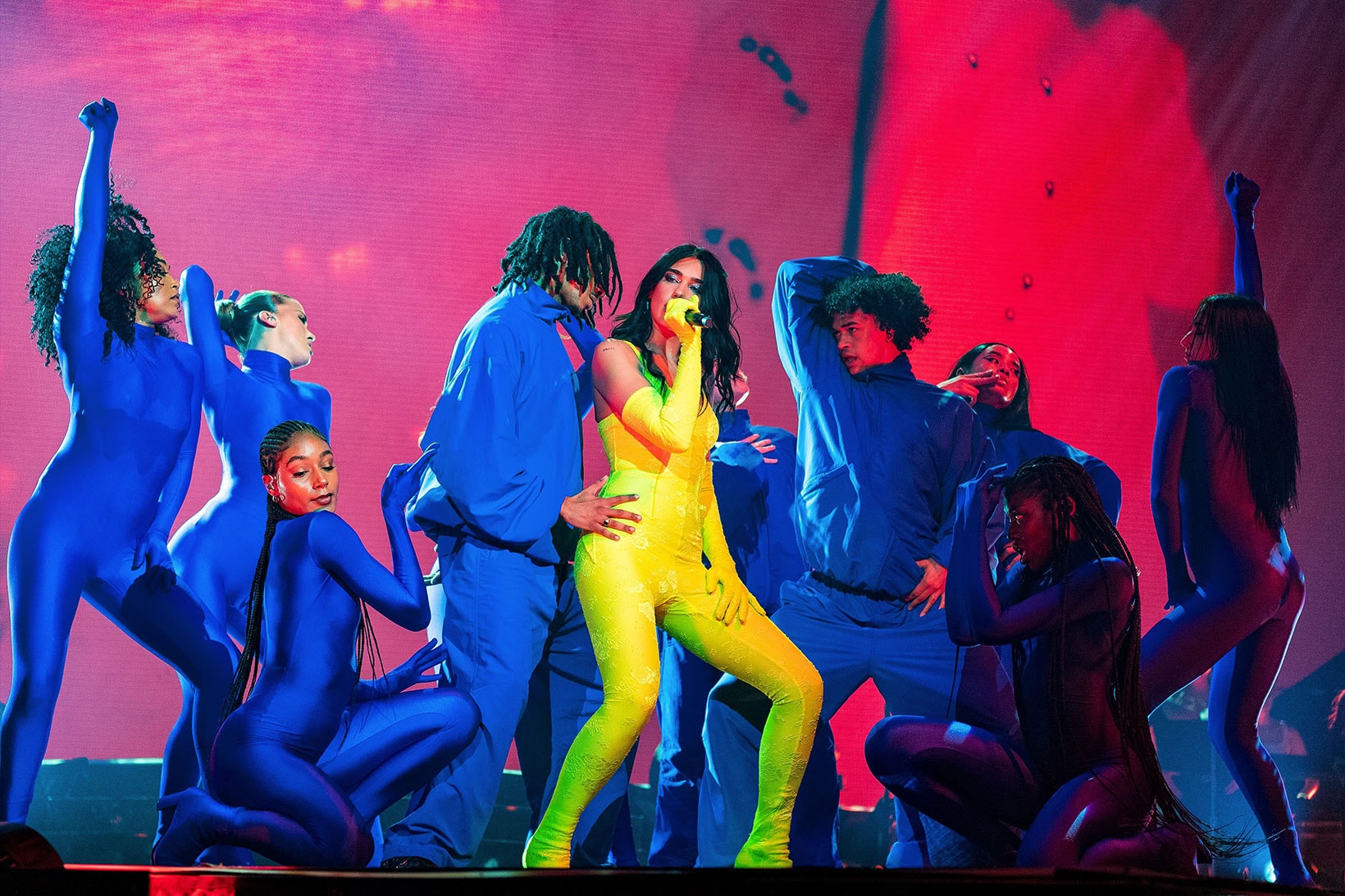 Dua Lipa Balenciaga Neon Yellow Suit Future Nostalgia Tour Miami Dancing Singing