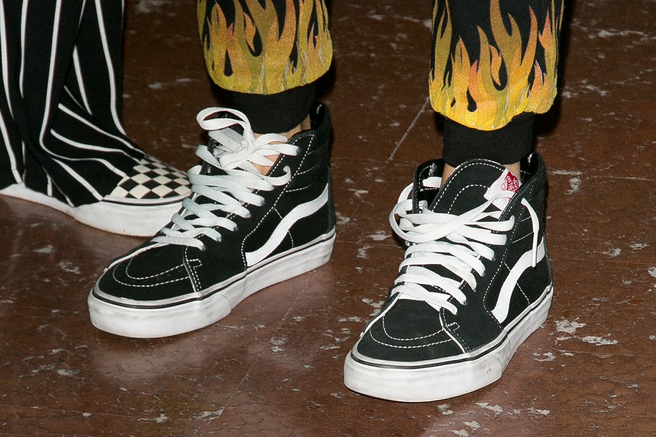 Vans Sk8-Hi Sneakers Checkerboard Slip On Flames Pants Emo Trend