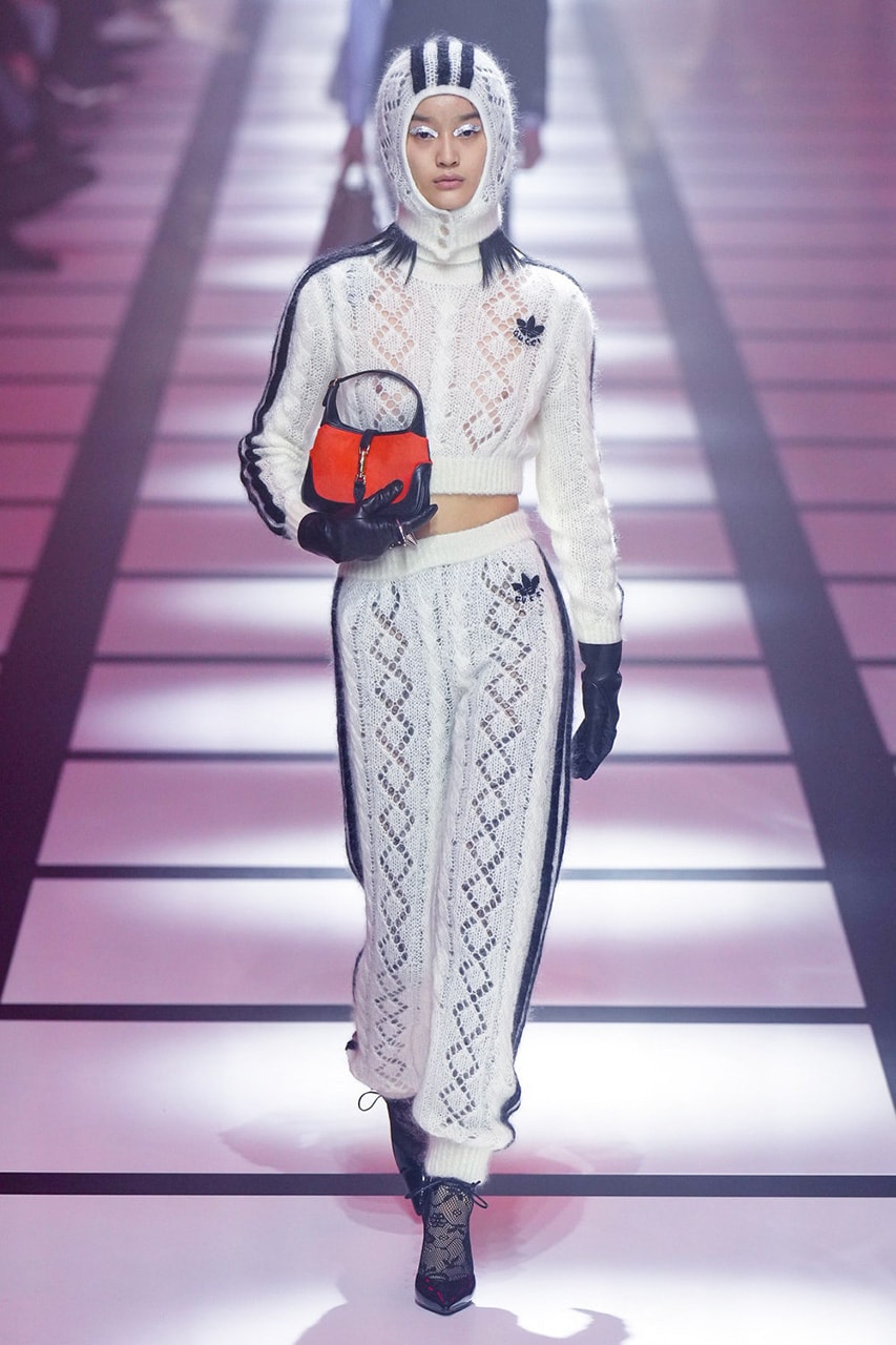 gucci adidas fall/winter 2022 ready to wear collection pantsuits dresses sneakers hats balaclavs