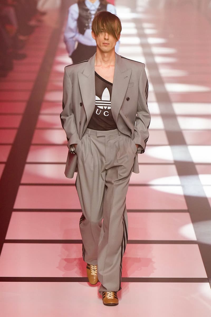 gucci adidas fall/winter 2022 ready to wear collection pantsuits dresses sneakers hats balaclavs