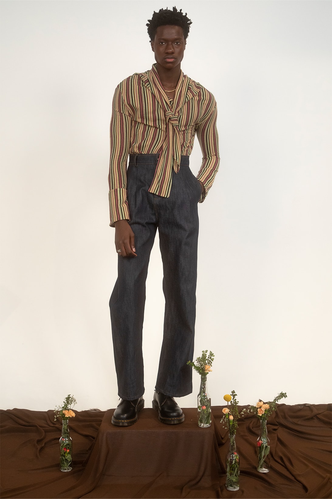 House of AAMA FW22 Bloodroot Into The Archives Collection Lookbooks African Folklore Mens Striped Shirt
