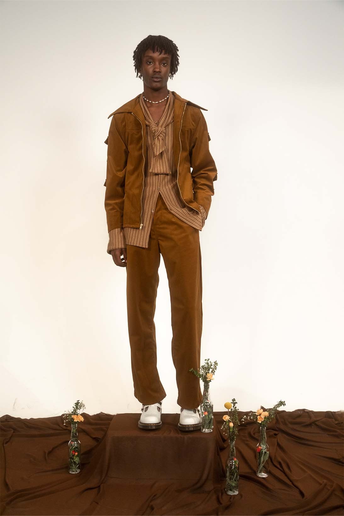 House of AAMA FW22 Bloodroot Into The Archives Collection Lookbooks African Folklore Jacket Pants Brown