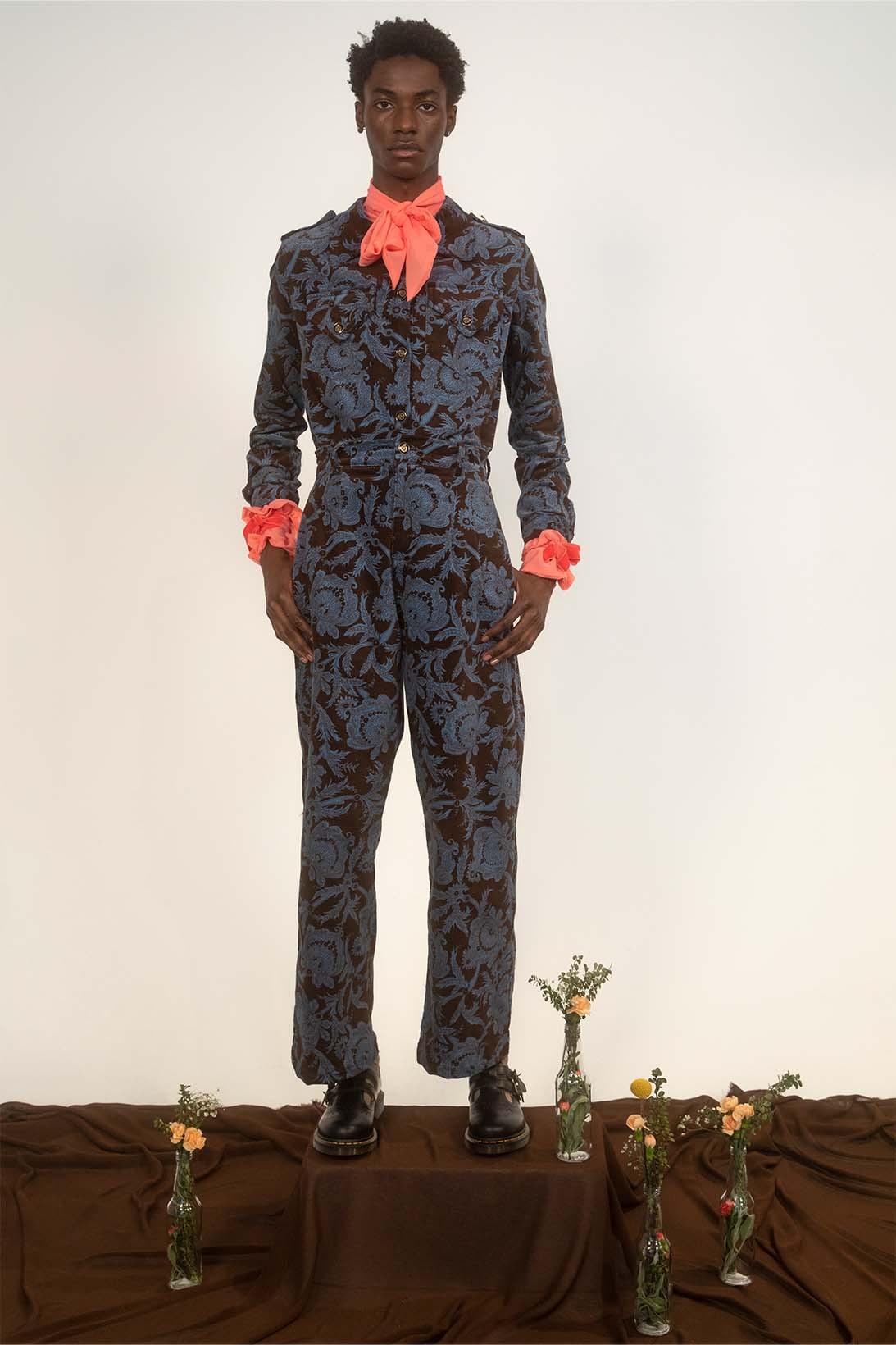 House of AAMA FW22 Bloodroot Into The Archives Collection Lookbooks African Folklore Jacuqard Jacket Pants Blue