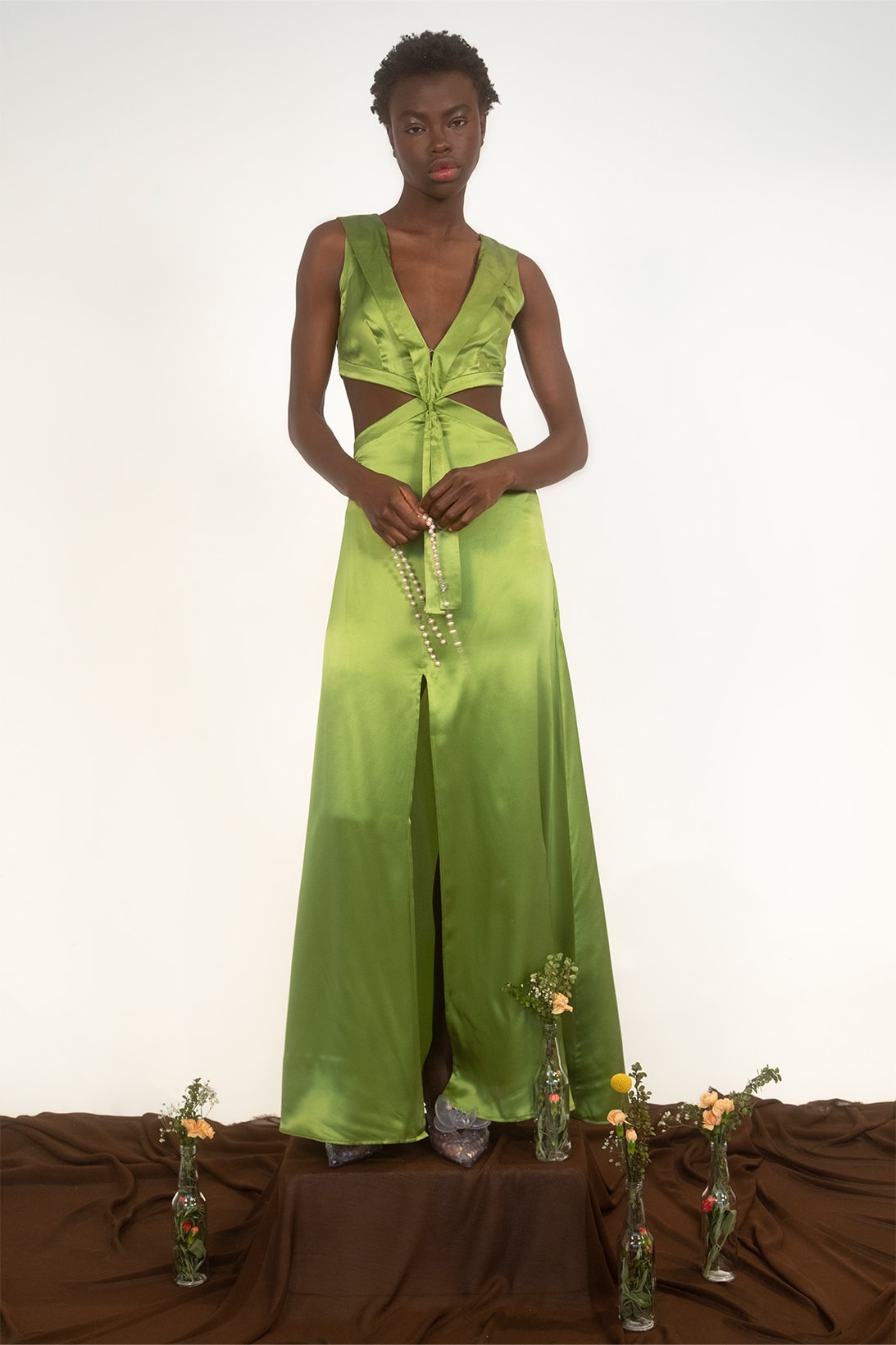 House of AAMA FW22 Bloodroot Into The Archives Collection Lookbooks African Folklore Dresses Green Cutout
