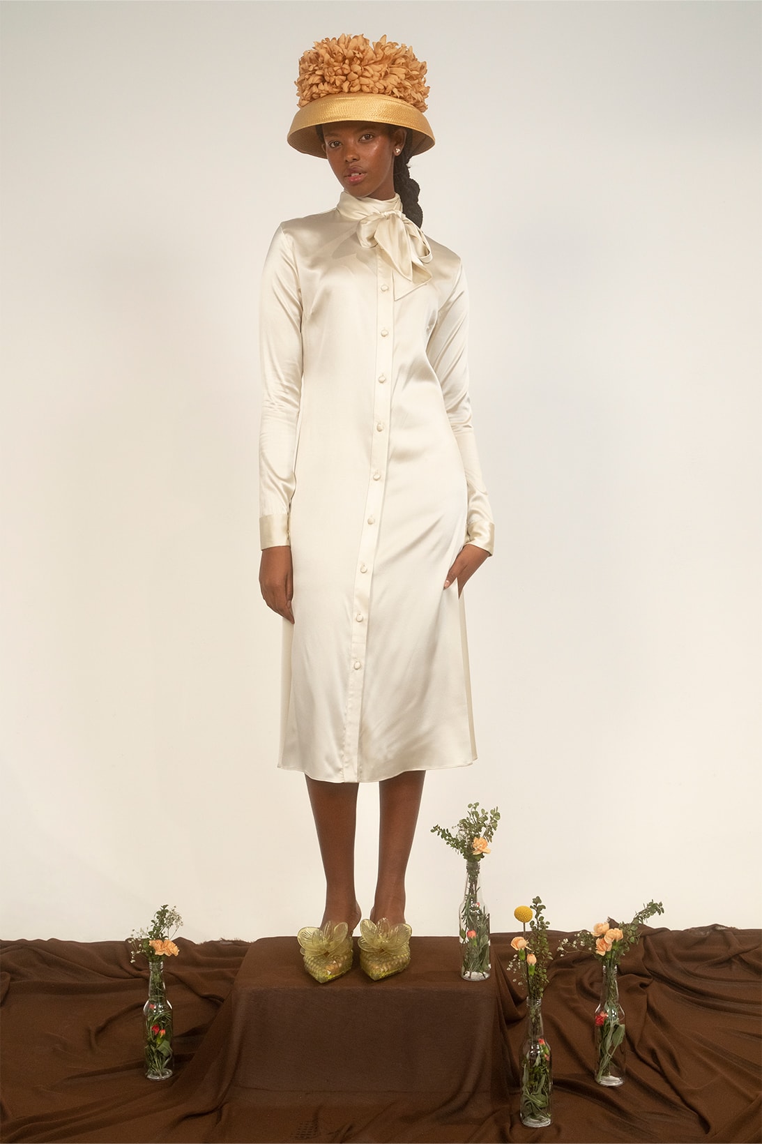 House of AAMA FW22 Bloodroot Into The Archives Collection Lookbooks African Folklore White Dress Hat