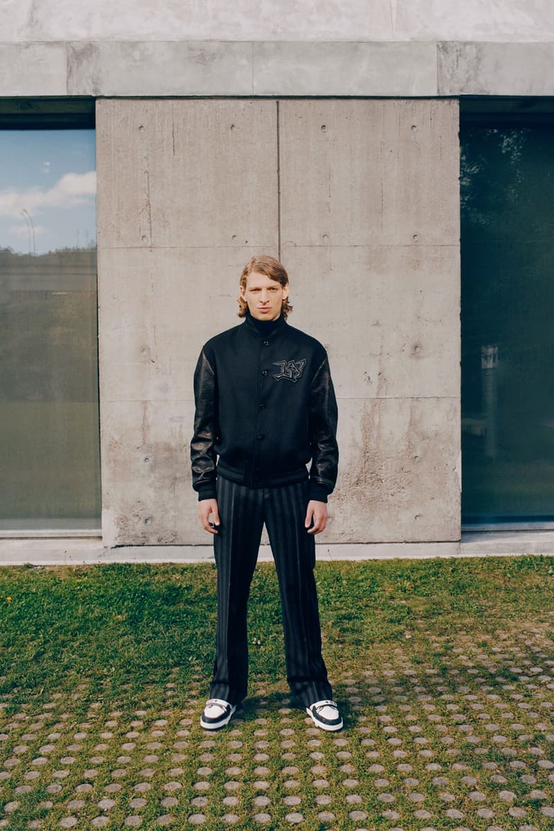 Louis Vuitton Virgil Abloh Daybreak Pre-Fall 2022 Collection Sportswear Varsity Jacket Striped Pants Black