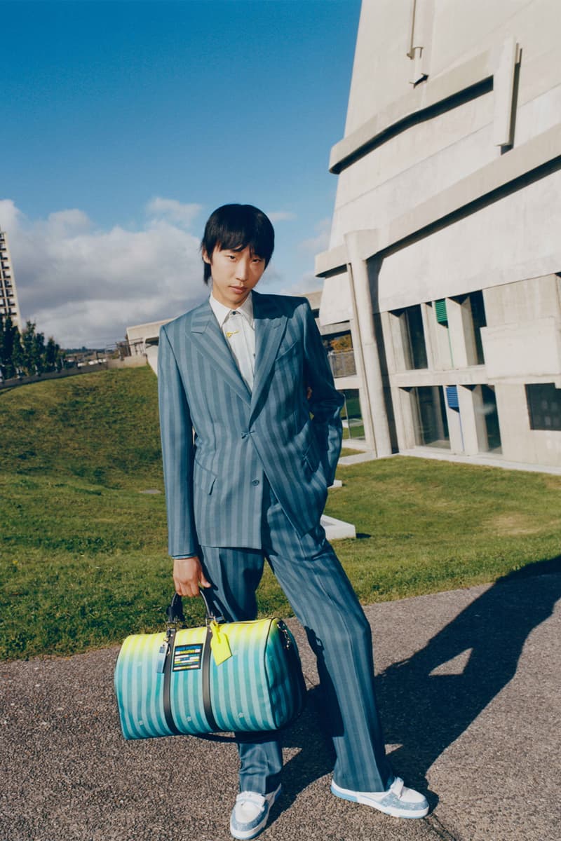 Louis Vuitton Virgil Abloh Daybreak Pre-Fall 2022 Collection Sportswear Striped Suit Blue