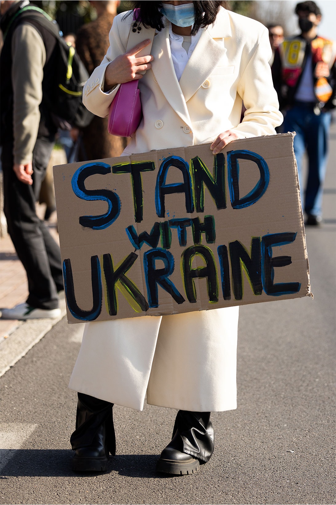 Milan Fashion Week Russia Ukraine Conflict War Protestors 