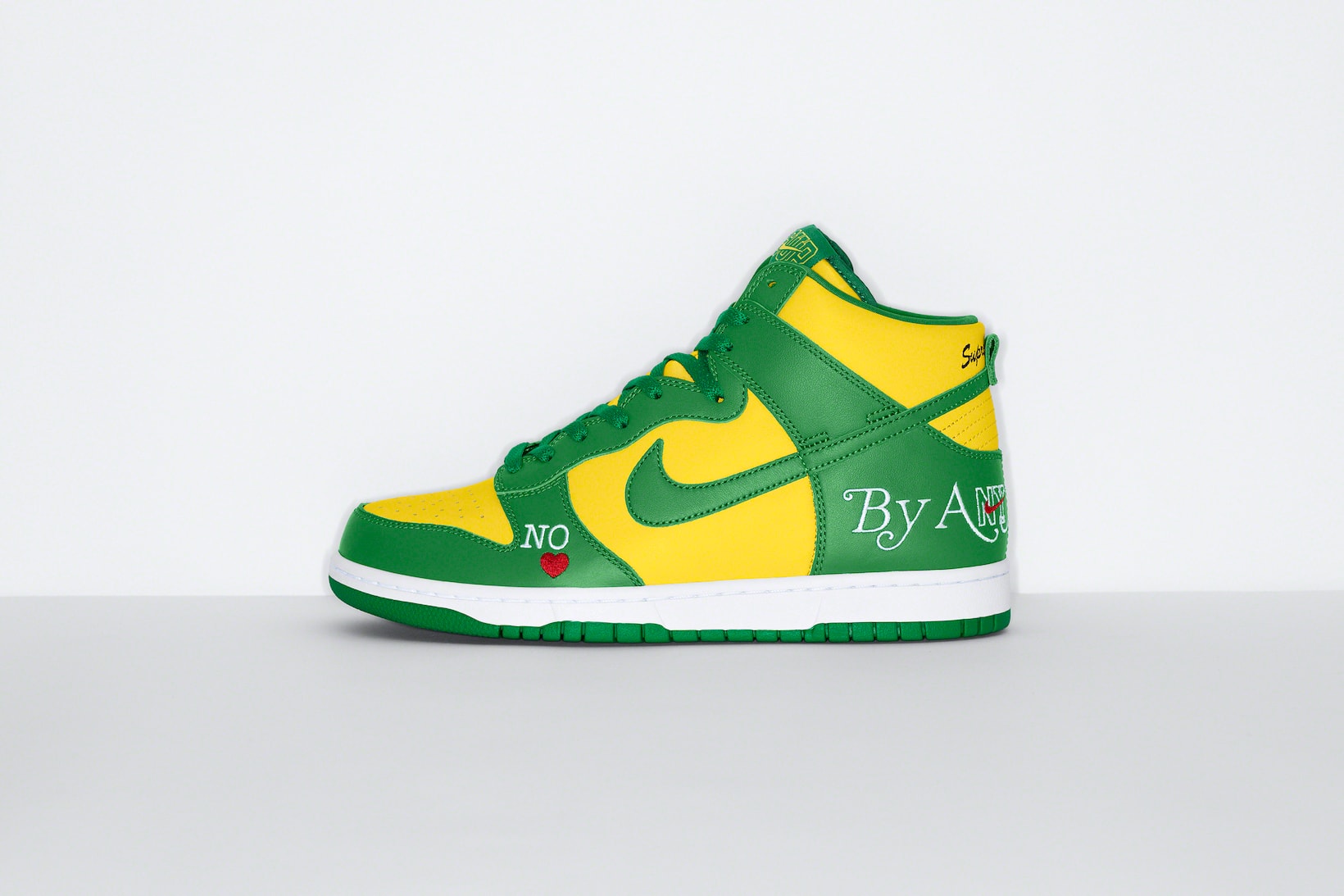 Supreme Nike Dunk High Sneakers Collaboration Green Yellow