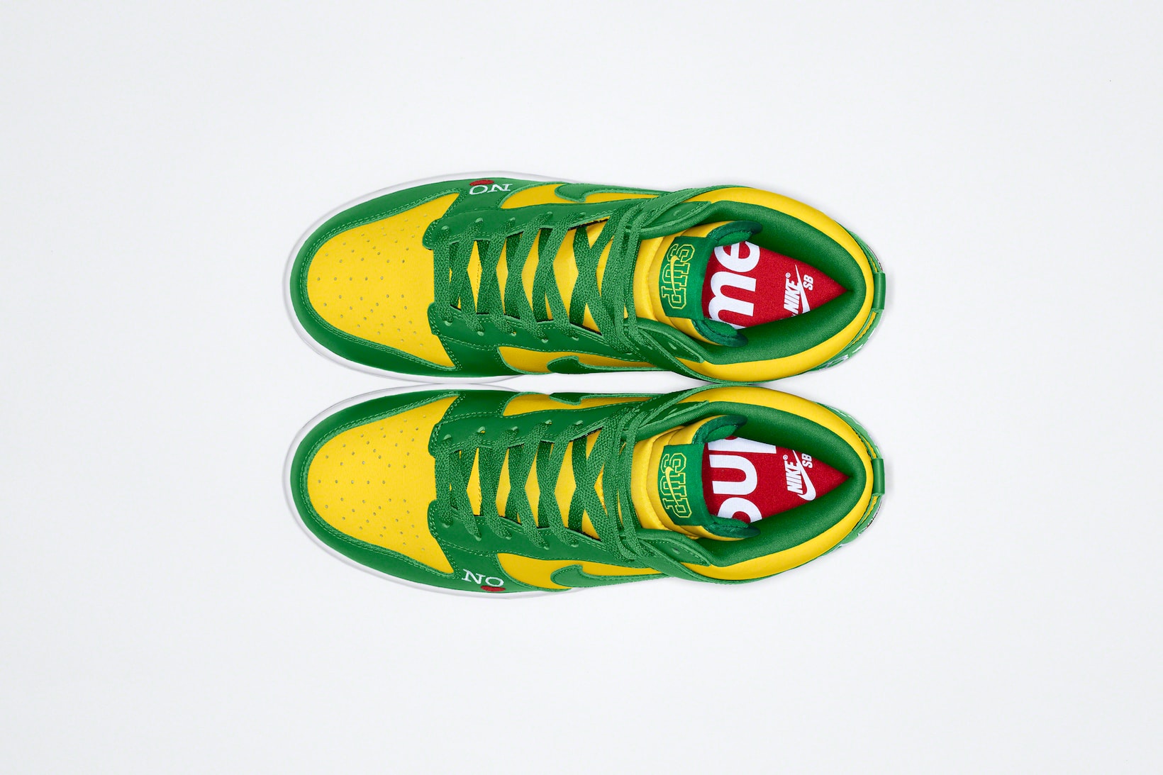Supreme Nike Dunk High Sneakers Collaboration Green Yellow
