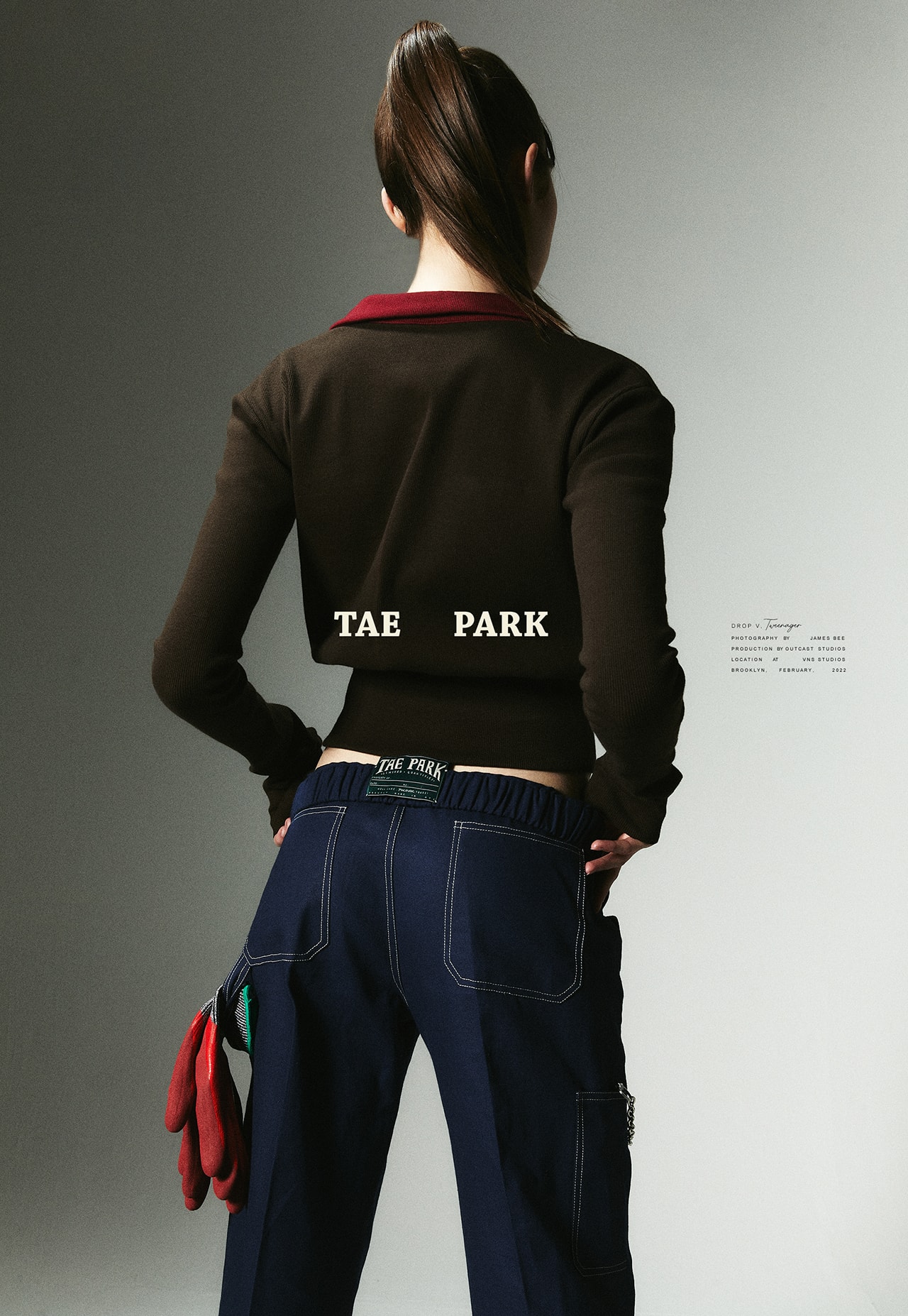 Tae Park New York City Brooklyn Fashion Womenswear Brand Drop V Campaign Lookbook Painter Pants Toy Sweater grey red