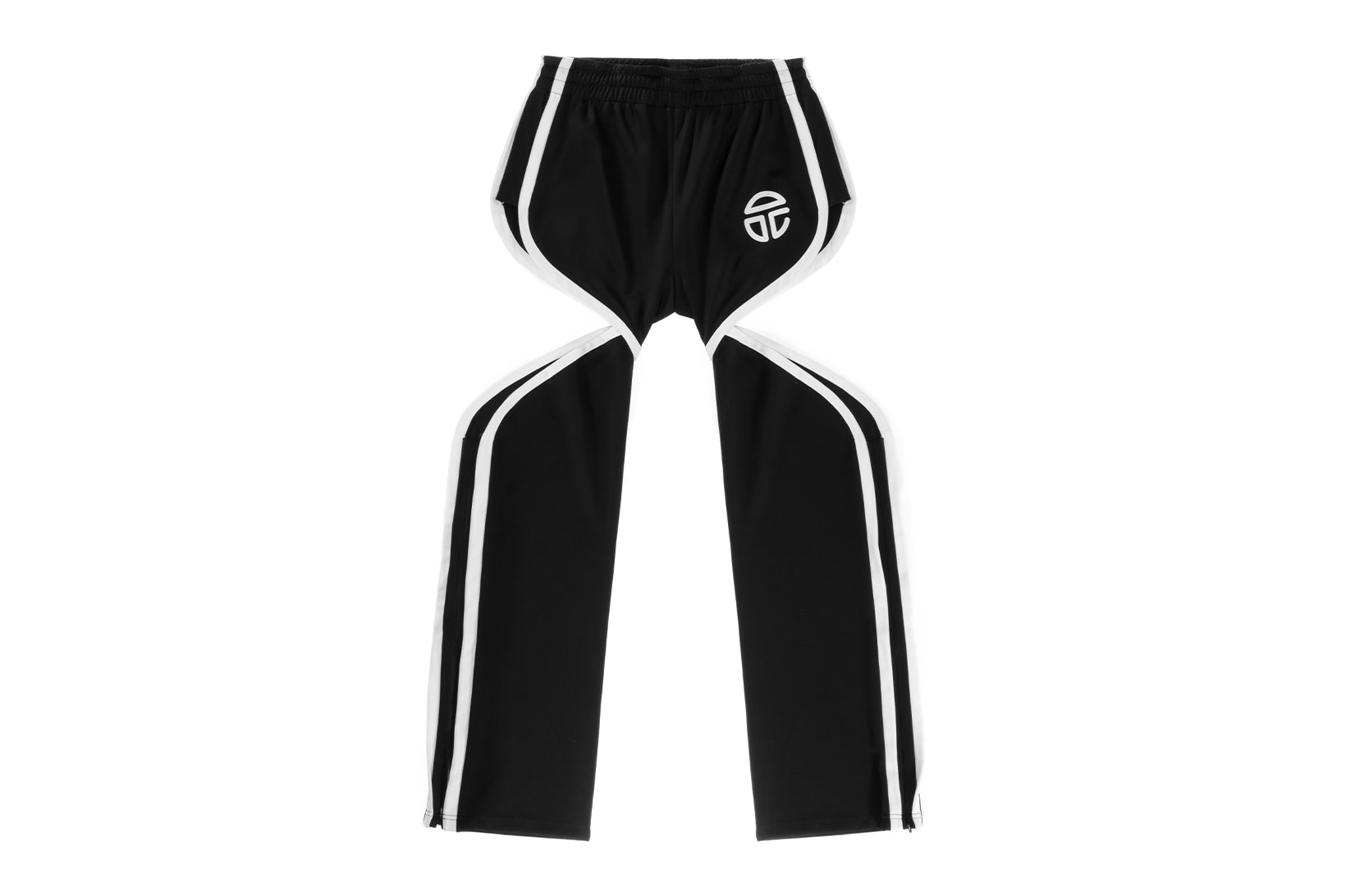 Telfar Black Track Styles Collection Pants Thigh Hole Front