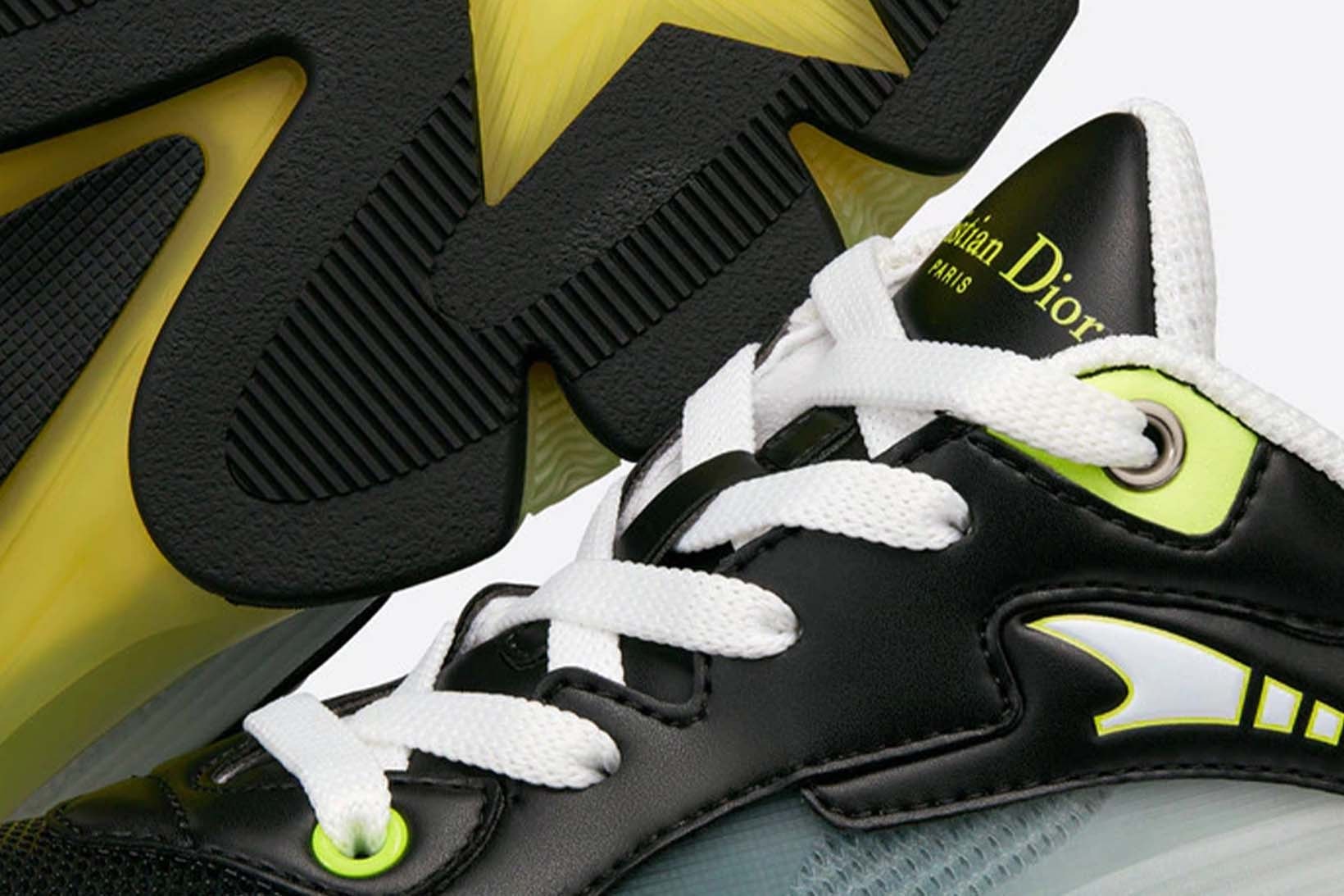 Christian Dior Vibe Sneaker White Mesh Black Calfskin Florescent Yellow Release Info