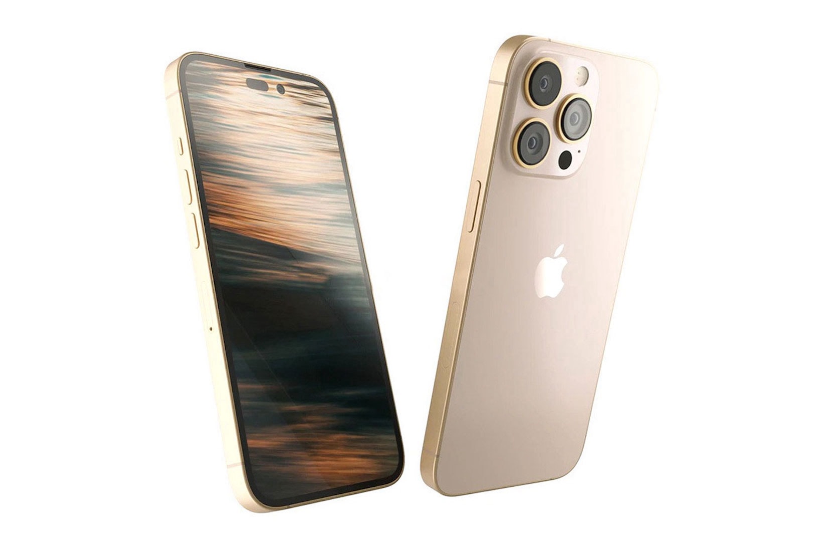 Concept Rendering Apple iPhone 14 Pro Technology Gold