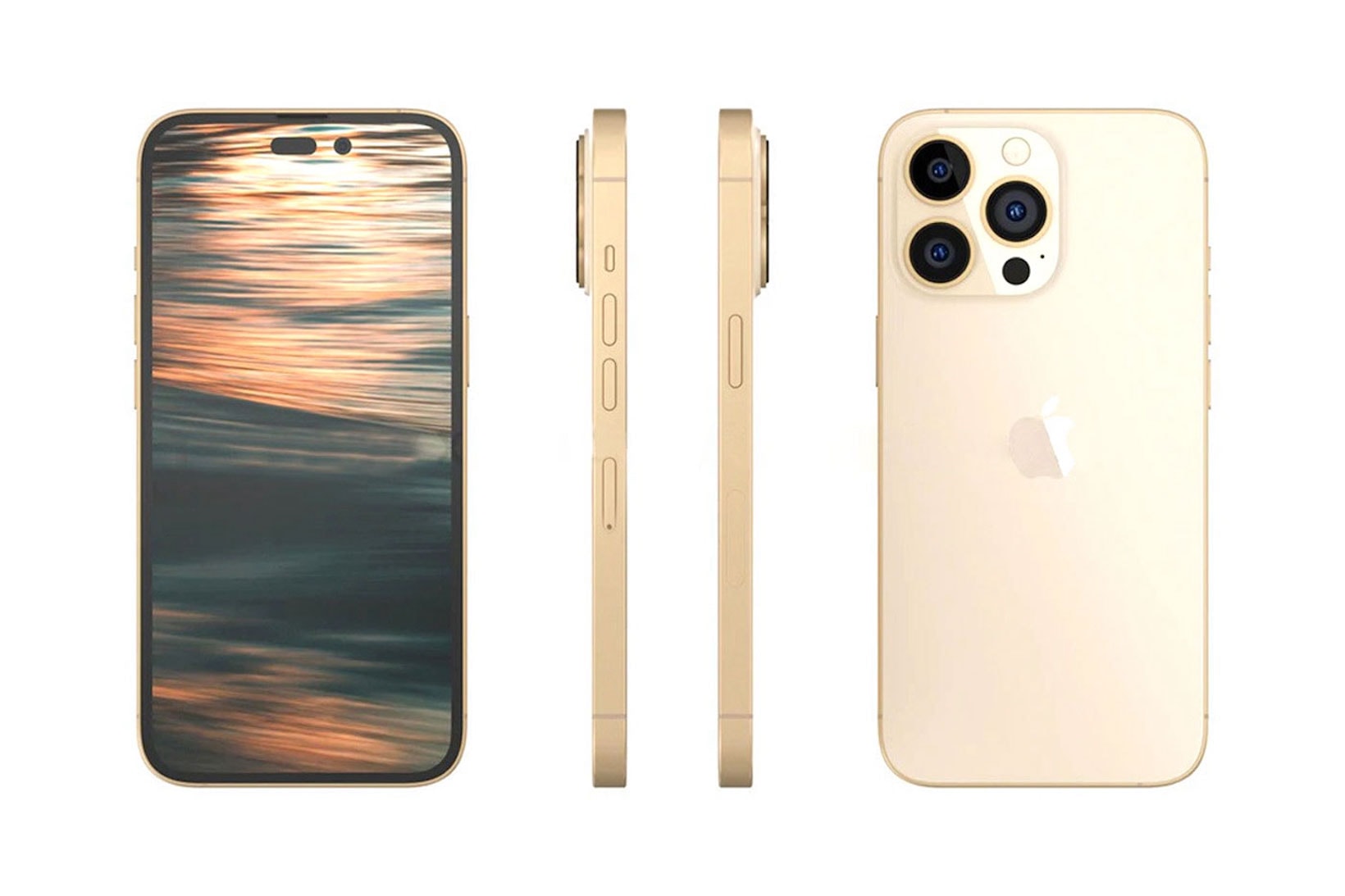 Concept Rendering Apple iPhone 14 Pro Technology Gold