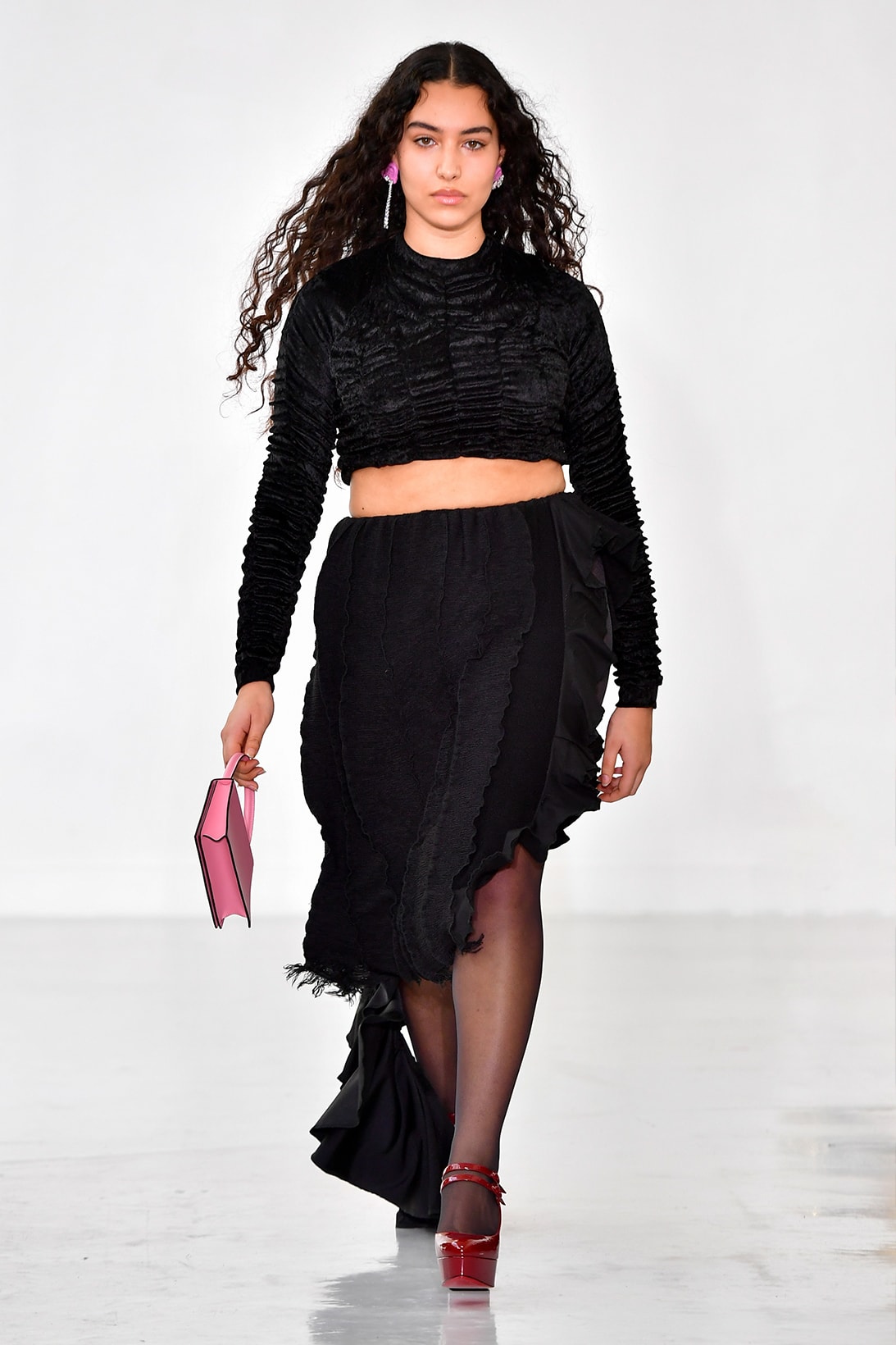 Ester Manas Fall Winter Collection Size Inclusivity Cut-Outs Fashion Week Runway Show Photos Top Skirt Black