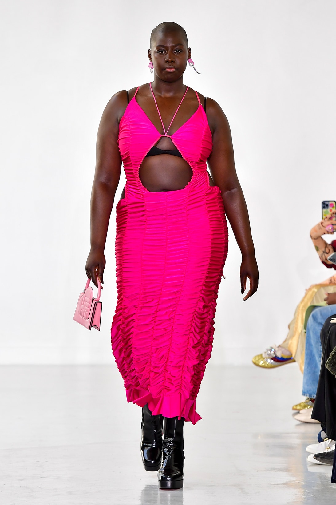 Ester Manas Fall Winter Collection Size Inclusivity Cut-Outs Fashion Week Runway Show Photos Dress Shocking Pink