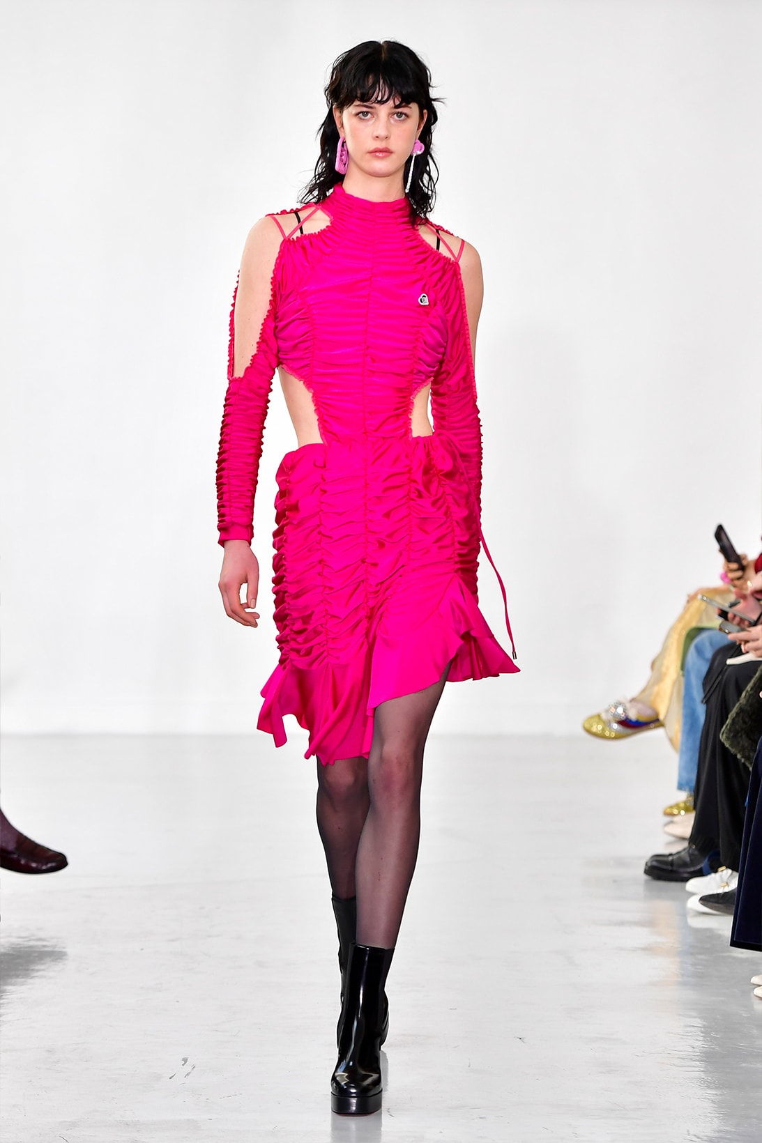 Ester Manas Fall Winter Collection Size Inclusivity Cut-Outs Fashion Week Runway Show Photos Shocking Pink Dress