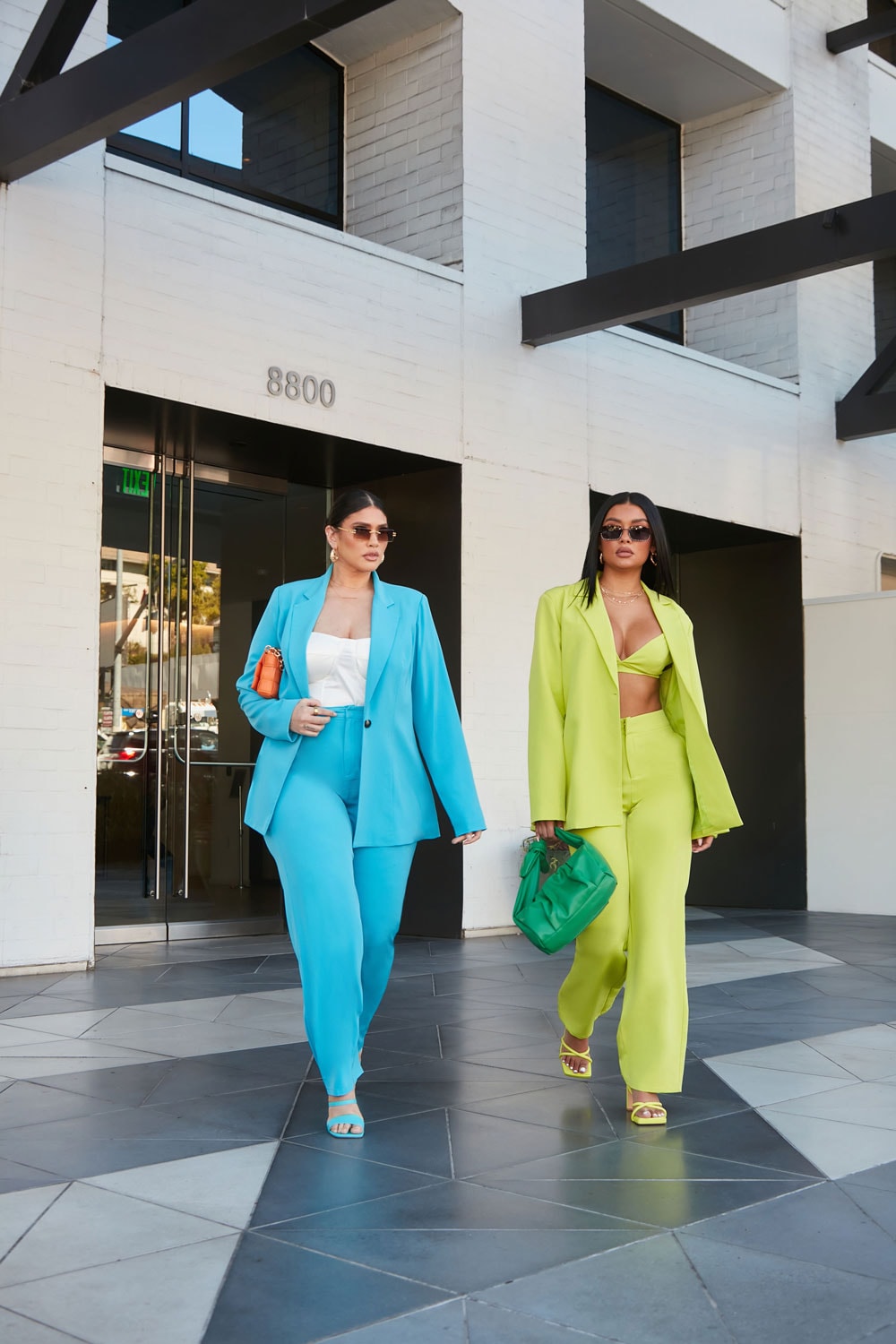 fashion nova jordyn woods office babe collection suits blazers mini skirts sets trousers slim fit pants neon pink lime green taupe charleigh blazer pant set aqua