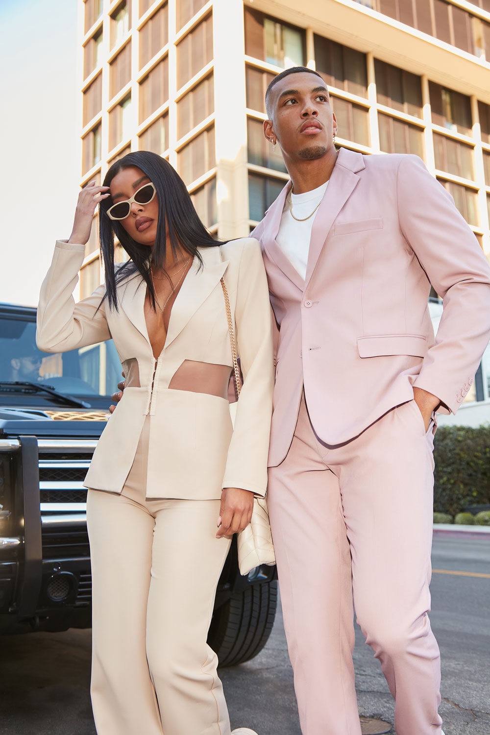 fashion nova jordyn woods office babe collection suits blazers mini skirts sets trousers slim fit pants neon pink lime green taupe charleigh blazer pant set aqua