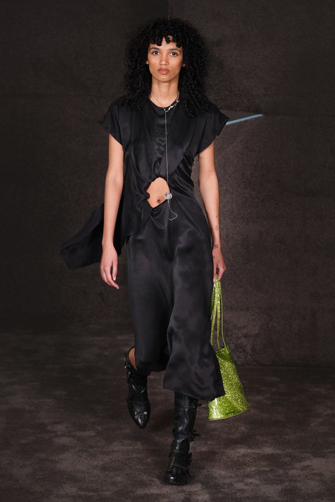 Kiko Kostadinov Fall Winter Collection Paris Fashion Week Runway Show Photos One-Piece Bag Black Green