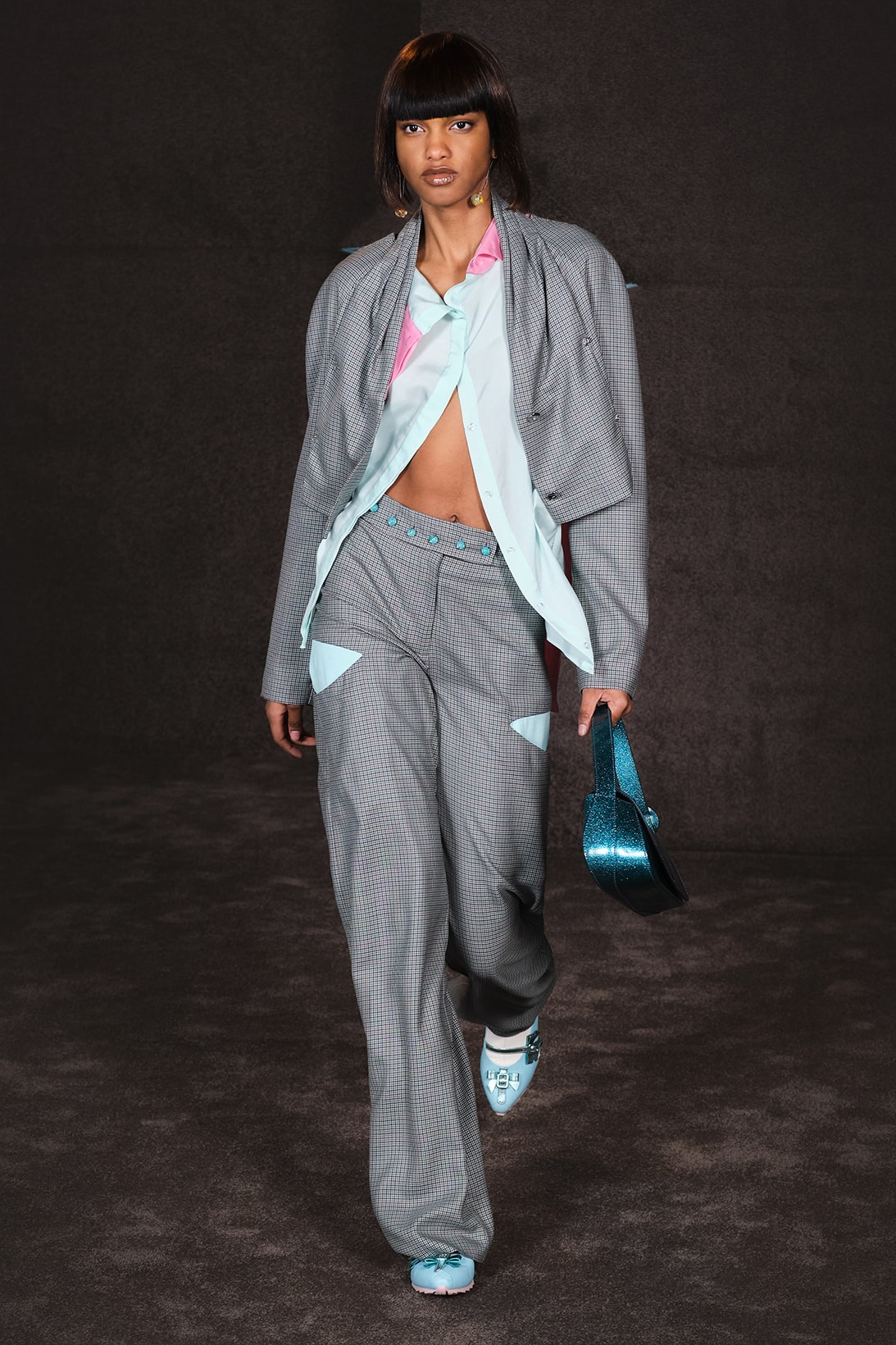 Kiko Kostadinov Fall Winter Collection Paris Fashion Week Runway Show Photos Gray Jacket Pants