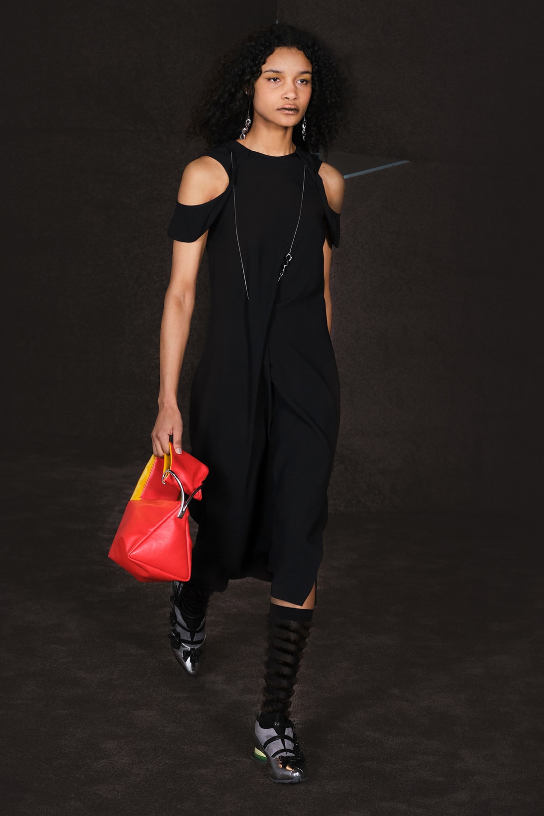 Kiko Kostadinov Fall Winter Collection Paris Fashion Week Runway Show Photos Dress Shoes Black Metallic