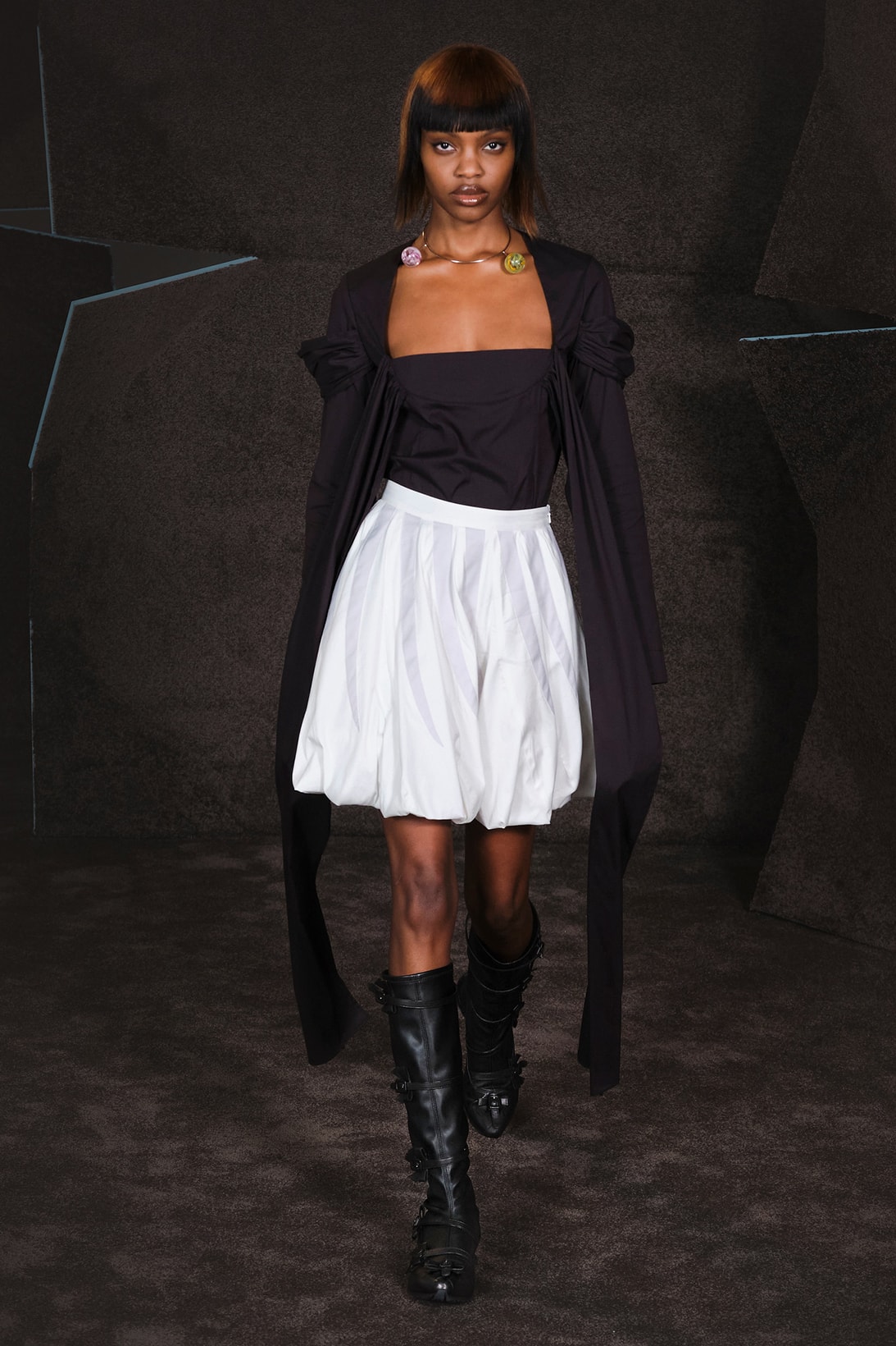 Kiko Kostadinov Fall Winter Collection Paris Fashion Week Runway Show Photos Coat Skirt Black White