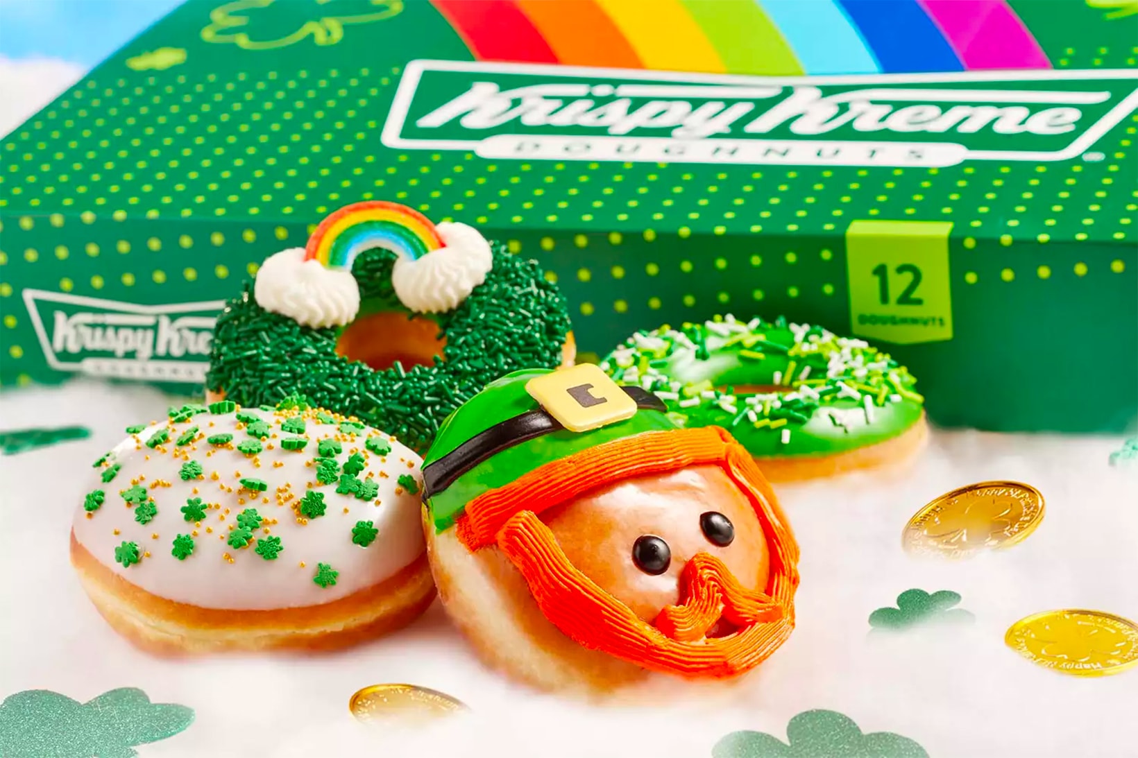 Krispy Kreme 2022 St. Patricks Day Donuts Leprechauns Rainbows Dessert 