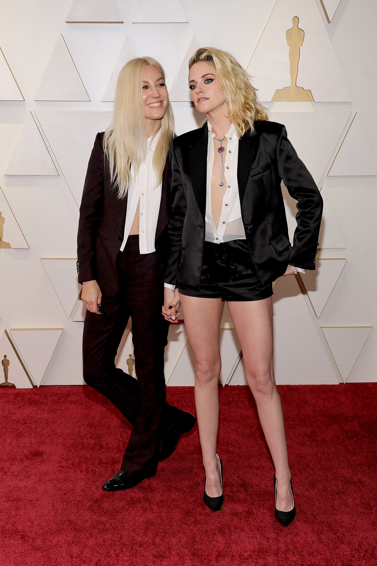 Kristen Stewart and Fiancee in custom looks at the Academy Awards Chanel Shorts 
