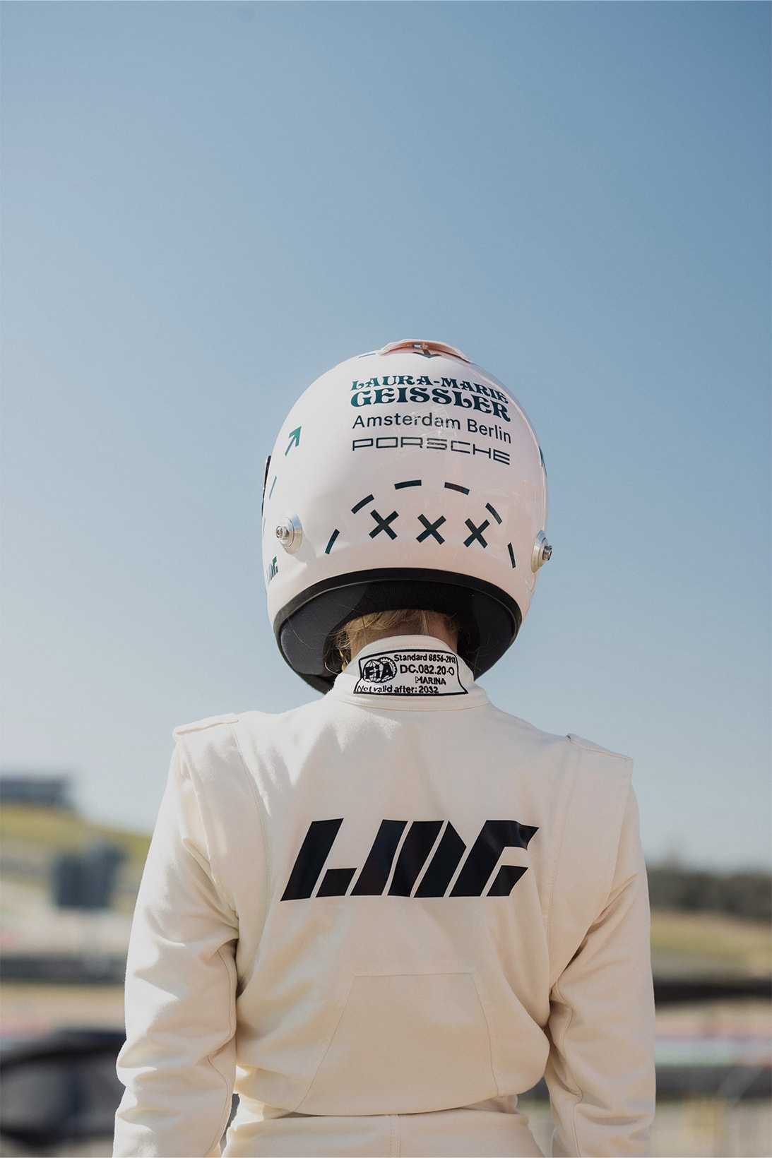 NFT-Funded Racing Team LMG GT No.1 Motorsports Women Empowerment Auction Helmet Back