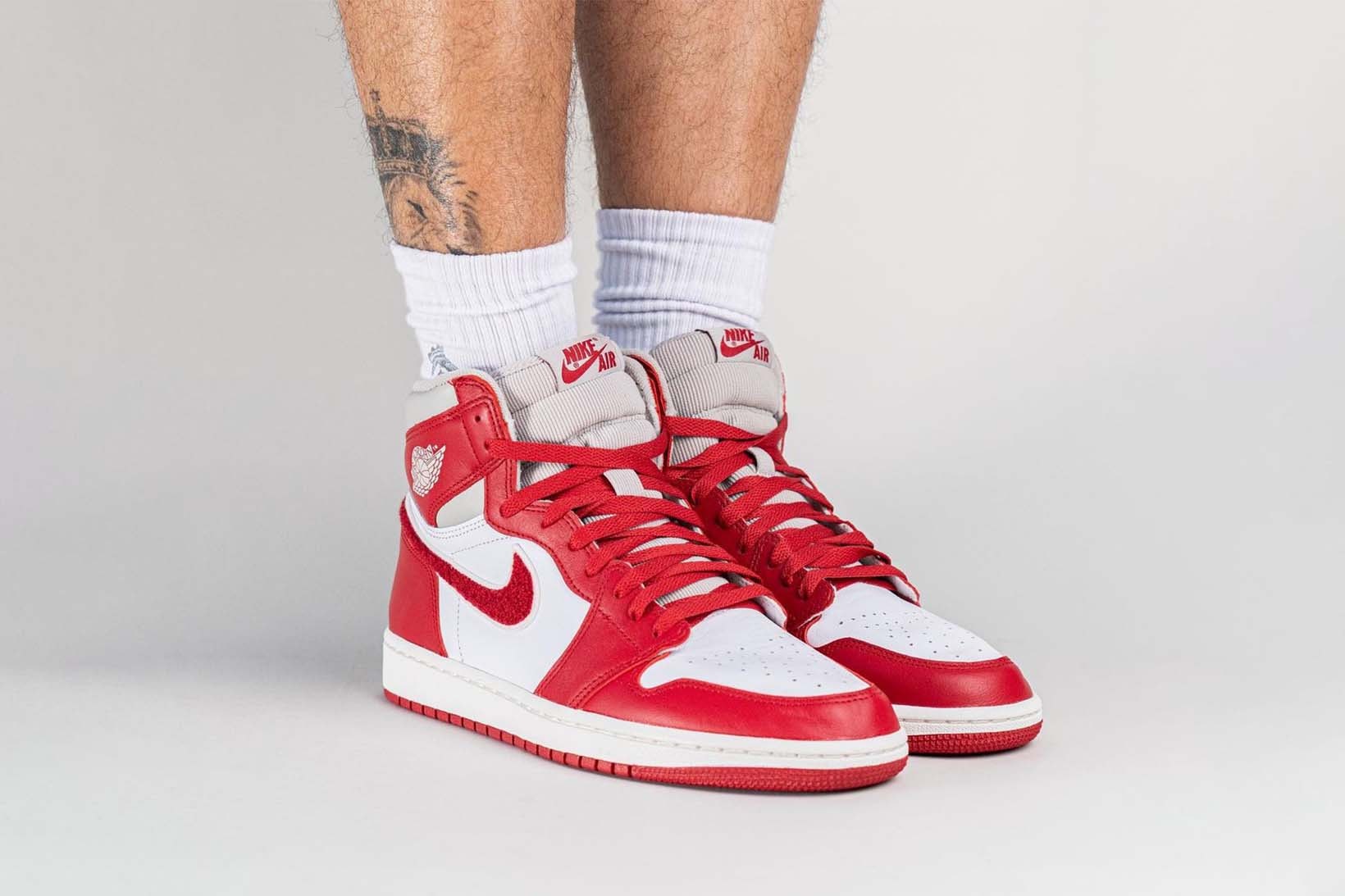 Nike Air Jordan 1 High OG Women's Chenille Varsity Red On Foot Photos Price Release Date