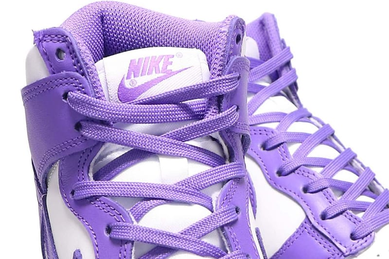 purple nike dunk high