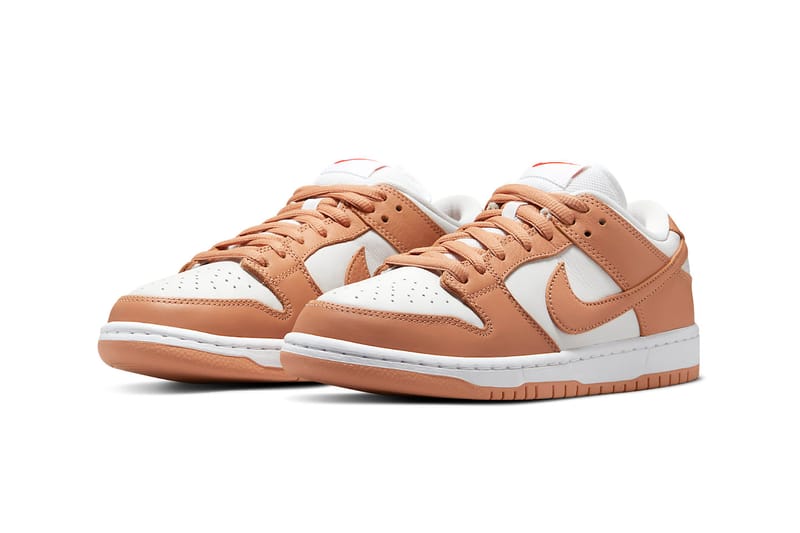 brown and white low dunks