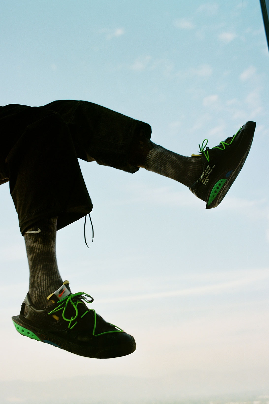 Off-White™ Nike Blazer Low Black Green Blue On Foot